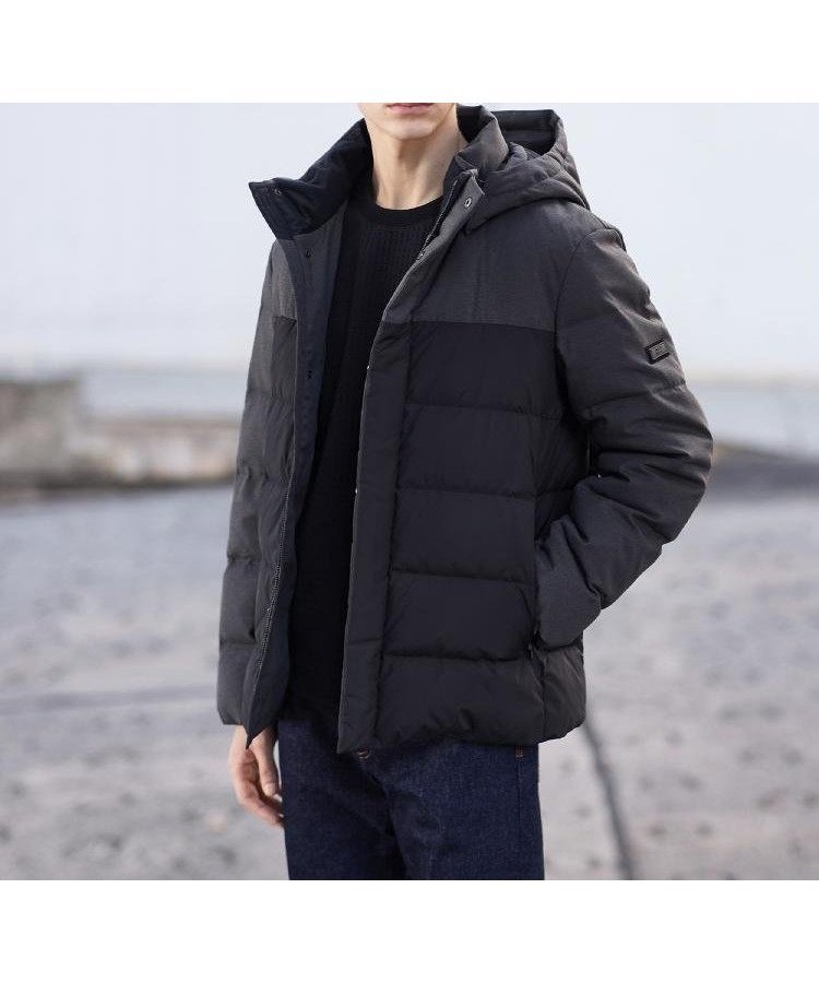 【タケオキクチ/TAKEO KIKUCHI / MEN】のカラーコンビ ダウンブルゾン インテリア・キッズ・メンズ・レディースファッション・服の通販 founy(ファニー) 　ファッション　Fashion　メンズファッション　Fashion for Men　インナー　Innerwear　コンビ　Combo, Combination Style　シンプル　Simple, Minimal　スマート　Smart, Elegant　スラックス　Slacks, Dress Pants　ダウン　Down, Puffer　デニム　Denim, Jeans Material　パターン　Pattern, Design Print　フォーマル　Formal, Dressy　ブルゾン　Blouson, Bomber Jacket　無地　Plain, Solid Color　冬　Winter / This Winter　おすすめ　Recommended / Our Picks　ブラック|ID: prp329100004869046 ipo3291000000036283375