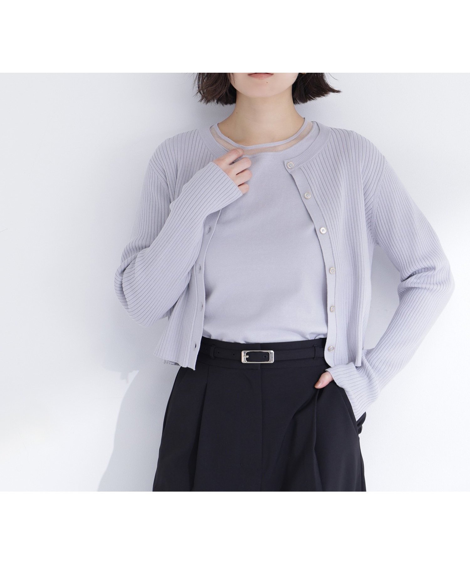 【ナチュラル ビューティー ベーシック/NATURAL BEAUTY BASIC】のシアーラインニットアンサンブル 人気、トレンドファッション・服の通販 founy(ファニー) 　ファッション　Fashion　レディースファッション　Fashion for Women　トップス・カットソー　Cut & Sew Tops　ニット　Knit Tops & Sweaters　アンサンブルニット　Knit Ensembles & Twin Sets　アンサンブル　Ensemble Set　インナー　Innerwear　カーディガン　Cardigan, Knitwear　シアー　Sheer, See-Through　半袖　Short Sleeve, Half Sleeve　夏　Summer　春　Spring　S/S・春夏　SS, Spring/Summer, Warm Season　 other-1|ID: prp329100004869060 ipo3291000000036283557