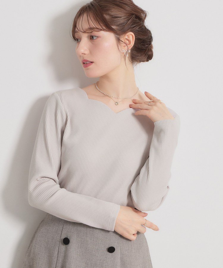 【クチュール ブローチ/Couture Brooch】の【洗える】ハートネック テレコプルオーバー インテリア・キッズ・メンズ・レディースファッション・服の通販 founy(ファニー) 　ファッション　Fashion　レディースファッション　Fashion for Women　トップス・カットソー　Cut & Sew Tops　カジュアルプルオーバー・ニットトップス　Pullovers & Knit Tops / Casual Pullovers　2026年　2026　インナー　Innerwear　シンプル　Simple, Minimal　ジャケット　Jacket, Outerwear　ストレッチ　Stretch, Stretchy Fabric　スマート　Smart, Elegant　チェック　Check, Plaid, Tartan　テレコ　Ribbed, Rib Stitch　デコルテ　Décolleté, Neckline　定番　Standard, Basic Item　洗える　Machine Washable　ピンクベージュ|ID: prp329100004869071 ipo3291000000036283941