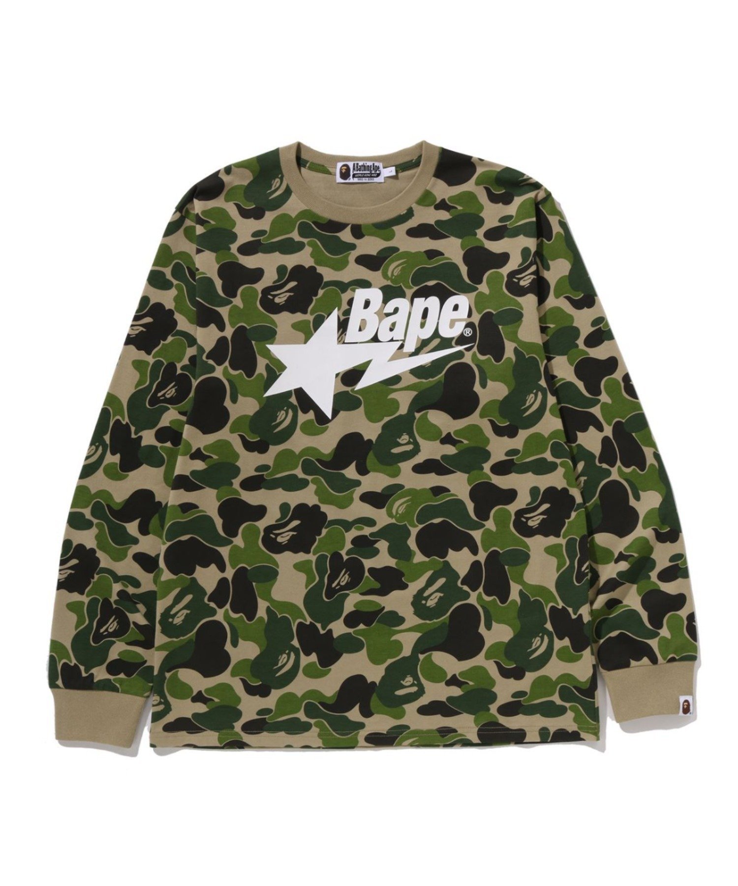 【ア ベイシング エイプ/A BATHING APE】のABC CAMO BAPE STA LS TEE インテリア・キッズ・メンズ・レディースファッション・服の通販 founy(ファニー) 　ファッション　Fashion　レディースファッション　Fashion for Women　インナー　Innerwear　コレクション　Collection, Seasonal Line　スリーブ　Sleeve, Long Sleeve / Short Sleeve　パターン　Pattern, Design Print　フロント　Front, Front Design　プリント　Print, Printed Pattern　ラバー　Rubber, Rubber Sole　ロング　Long, Long-Length　人気　Popular, Best Seller　GREEN|ID: prp329100004869073 ipo3291000000036283964