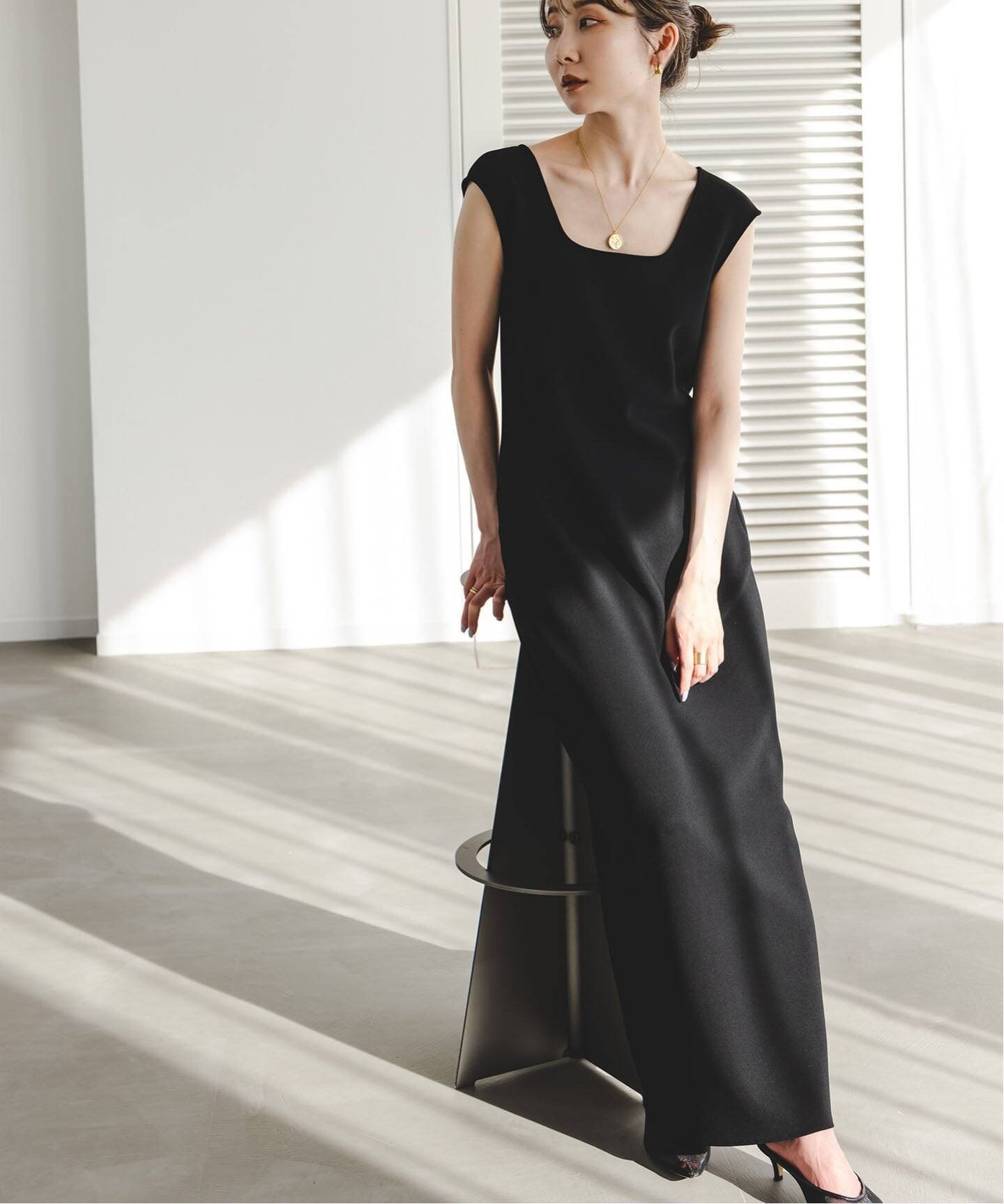 【ノーブル / スピック&スパン/NOBLE / Spick & Span】の《追加 》コンフォートジャージー2WAYワンピース インテリア・キッズ・メンズ・レディースファッション・服の通販 founy(ファニー) 　ファッション　Fashion　レディースファッション　Fashion for Women　ワンピース　Dresses　インナー　Innerwear　エレガント 上品　Elegant　シンプル　Simple, Minimal　ジャケット　Jacket, Outerwear　スリーブ　Sleeve, Long Sleeve / Short Sleeve　バランス　Balance, Style Balance　フレンチ　French, French Style　ブラック|ID: prp329100004869113 ipo3291000000036284654