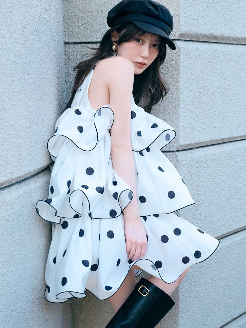 【スナイデル/SNIDEL】のボリュームエアリーミニワンピース インテリア・キッズ・メンズ・レディースファッション・服の通販 founy(ファニー) 　ファッション　Fashion　レディースファッション　Fashion for Women　ワンピース　Dresses　ウェーブ　Wavy Pattern　春　Spring　スマート　Smart, Elegant　トレンド　Trend, Trending Now　ドット　Polka Dot, Dot Pattern　ハイネック　High Neck, Mock Neck　ランダム　Random, Irregular　S/S・春夏　SS, Spring/Summer, Warm Season　おすすめ　Recommended / Our Picks　夏　Summer　DOT[934]|ID: prp329100004869116 ipo3291000000036284683