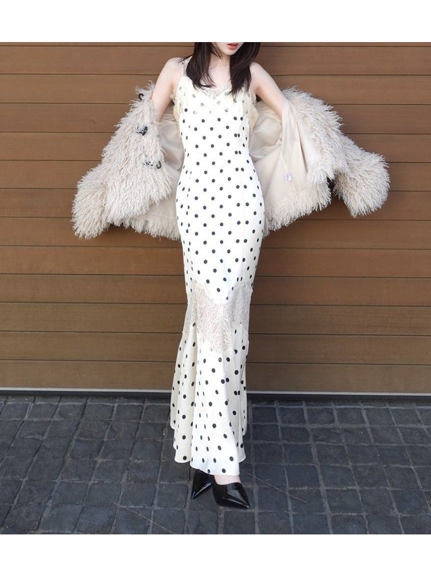 【フレイ アイディー/FRAY I.D】のレーストリムマーメイドワンピース インテリア・キッズ・メンズ・レディースファッション・服の通販 founy(ファニー) 　ファッション　Fashion　レディースファッション　Fashion for Women　ワンピース　Dresses　コンパクト　Compact, Small Size　サテン　Satin, Glossy Fabric　シアー　Sheer, See-Through　ジャケット　Jacket, Outerwear　スマート　Smart, Elegant　チュール　Tulip, Tulip Motif　デニム　Denim, Jeans Material　ドット　Polka Dot, Dot Pattern　プリント　Print, Printed Pattern　マーメイド　Mermaid, Fishtail Silhouette　レース　Lace, Lace Fabric　IVR[003]|ID: prp329100004869119 ipo3291000000036284711