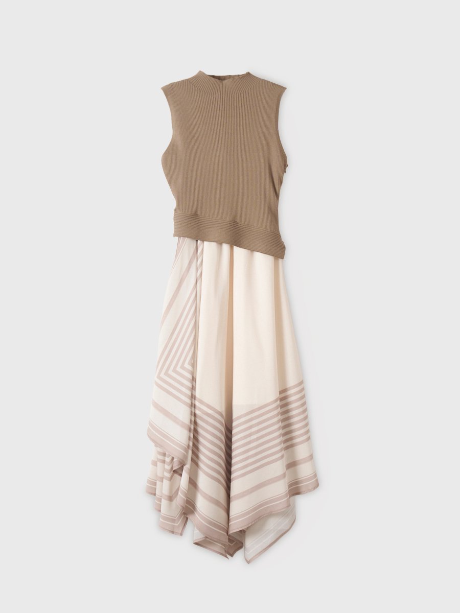 【エイミーイストワール/eimy istoire】の【PRE ORDER】スカーフパターンニットドッキングワンピース 人気、トレンドファッション・服の通販 founy(ファニー) 　ファッション　Fashion　レディースファッション　Fashion for Women　ワンピース　Dresses　シンプル　Simple, Minimal　ジャケット　Jacket, Outerwear　スカーフ　Scarf, Neckwear　ドッキング　Docking, Mixed Material　パターン　Pattern, Design Print　プリント　Print, Printed Pattern　ヘムライン　Hemline, Bottom Cut　リボン　Ribbon, Bow　再入荷　Restock / Back in Stock　おすすめ　Recommended / Our Picks　 other-1|ID: prp329100004869123 ipo3291000000036284753