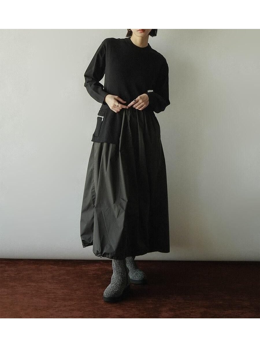 【ラシュッド/LASUD】のアシンメトリー異素材ドッキングワンピース 人気、トレンドファッション・服の通販 founy(ファニー) 　ファッション　Fashion　レディースファッション　Fashion for Women　ワンピース　Dresses　アシンメトリー　Asymmetrical Style　ドッキング　Docking, Mixed Material　バルーン　Balloon, Balloon Silhouette　ポケット　Pocket, Pocket Detail　リラックス　Relax, Relaxed Fit　 other-1|ID: prp329100004869138 ipo3291000000036284933