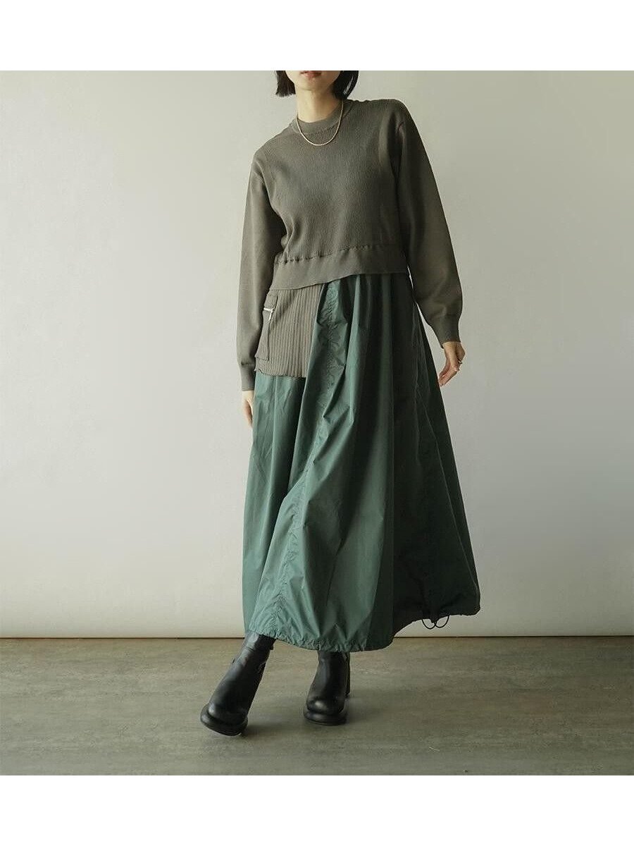 【ラシュッド/LASUD】のアシンメトリー異素材ドッキングワンピース インテリア・キッズ・メンズ・レディースファッション・服の通販 founy(ファニー) 　ファッション　Fashion　レディースファッション　Fashion for Women　ワンピース　Dresses　アシンメトリー　Asymmetrical Style　ドッキング　Docking, Mixed Material　バルーン　Balloon, Balloon Silhouette　ポケット　Pocket, Pocket Detail　リラックス　Relax, Relaxed Fit　グレー|ID: prp329100004869138 ipo3291000000036284935