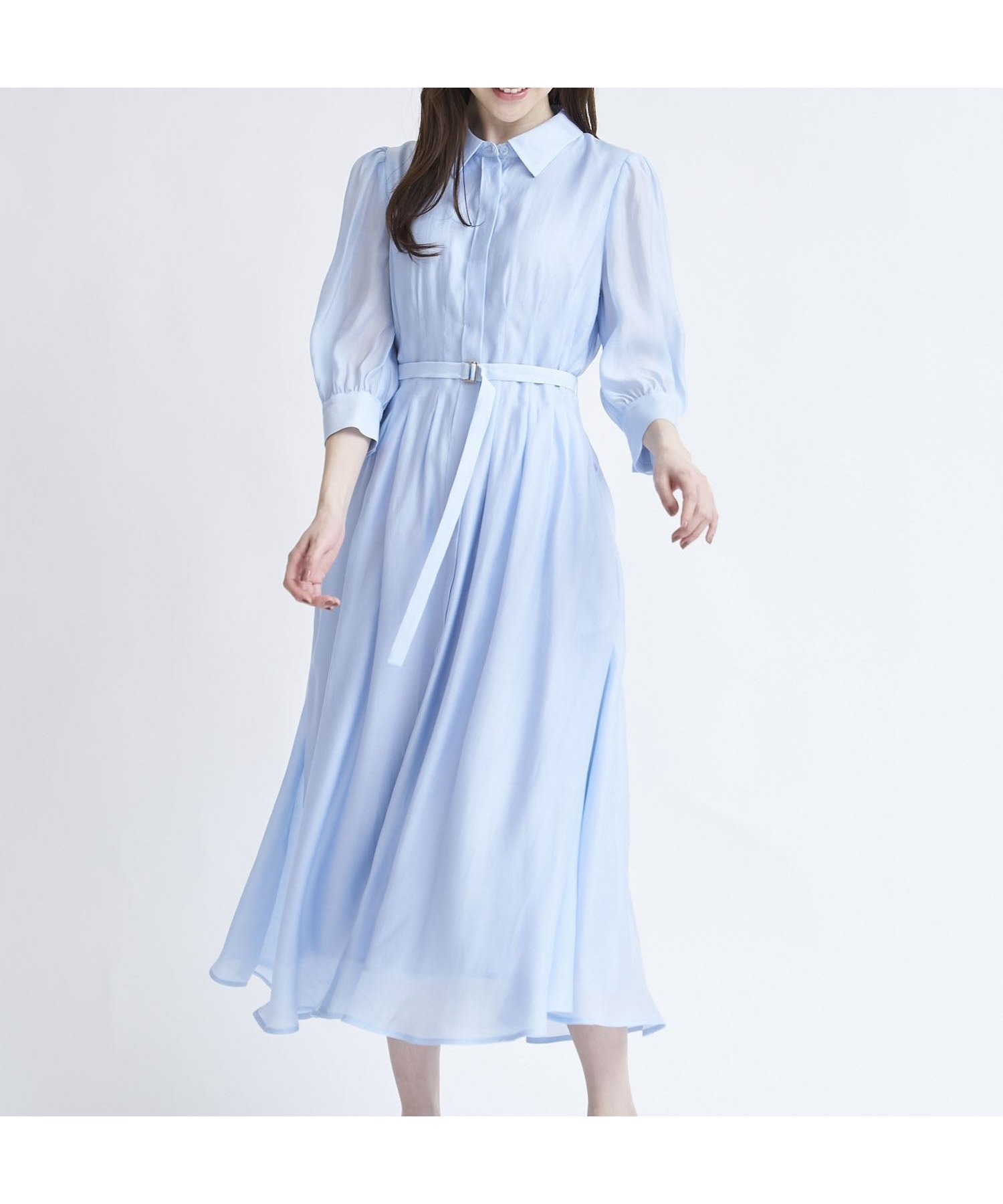 【ノエラ/Noela】のシアーシャツワンピース インテリア・キッズ・メンズ・レディースファッション・服の通販 founy(ファニー) 　ファッション　Fashion　レディースファッション　Fashion for Women　ワンピース　Dresses　シャツワンピース / 1枚で着映えコーデ　Shirt Dresses　フィット　Fit, Slim Fit　フレア　Flare, Flared　ポケット　Pocket, Pocket Detail　エレガント 上品　Elegant　サックス|ID: prp329100004869150 ipo3291000000036285096