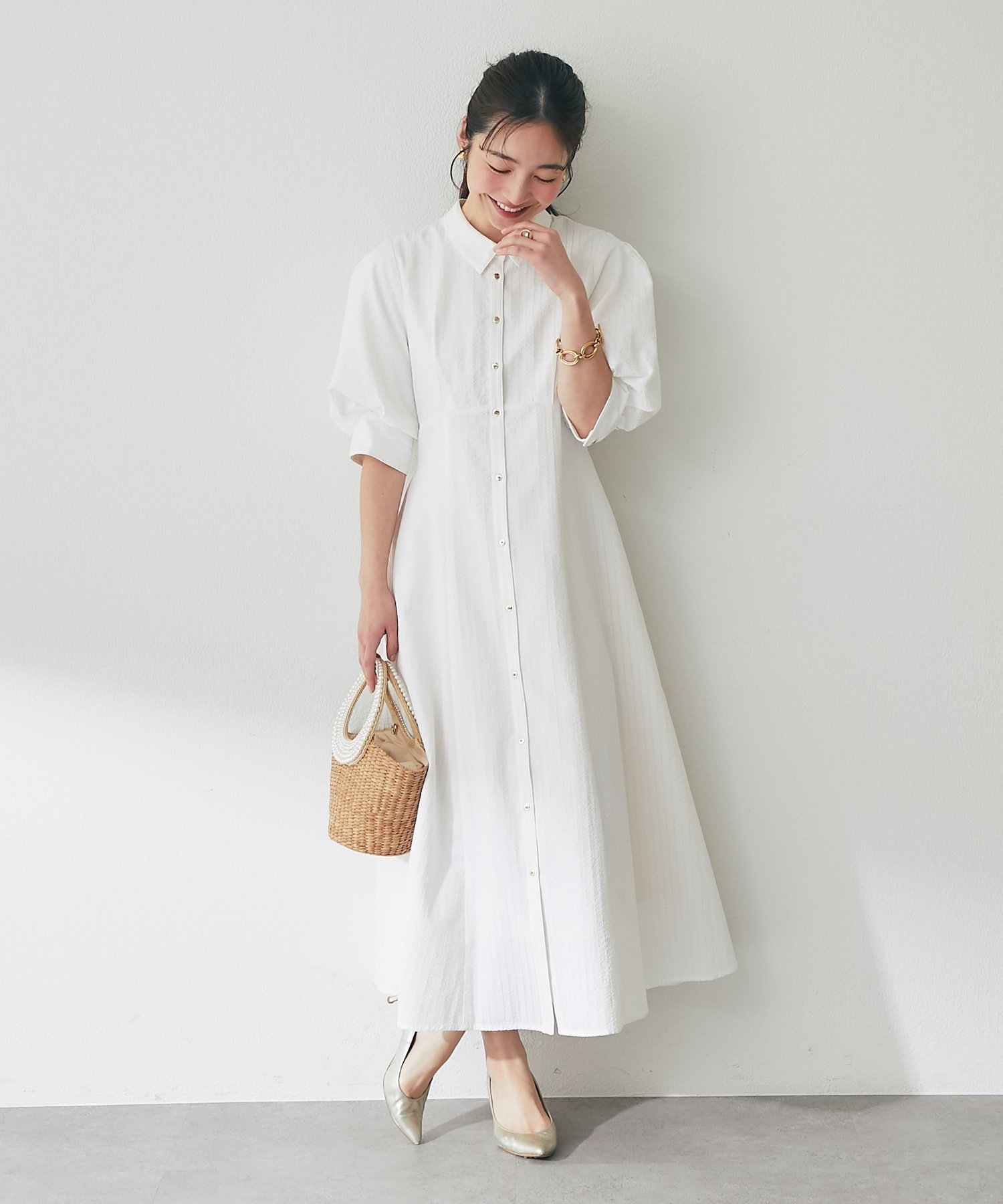 【ラブティックボンボン/La boutique BonBon】の【sana監修・最強愛されワンピ】ストライプフレアシャツワンピース インテリア・キッズ・メンズ・レディースファッション・服の通販 founy(ファニー) 　ファッション　Fashion　レディースファッション　Fashion for Women　ワンピース　Dresses　シャツワンピース / 1枚で着映えコーデ　Shirt Dresses　コラボ　Collaboration, Collab　ストライプ　Stripe, Striped Pattern　人気　Popular, Best Seller　フレア　Flare, Flared　ポケット　Pocket, Pocket Detail　羽織　Haori, Light Jacket　ロング　Long, Long-Length　おすすめ　Recommended / Our Picks　エレガント 上品　Elegant　ホワイト|ID: prp329100004869157 ipo3291000000036285253