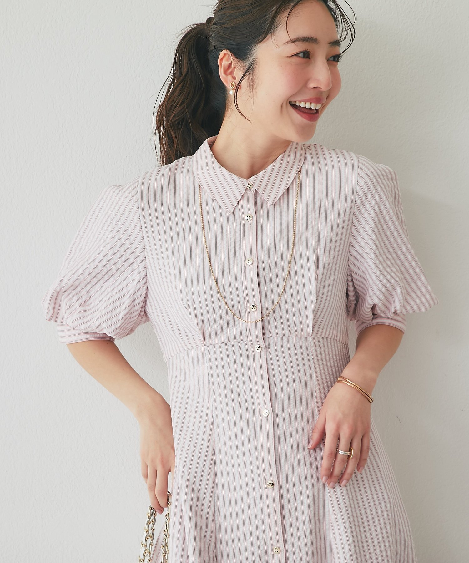 【ラブティックボンボン/La boutique BonBon】の【sana監修・最強愛されワンピ】ストライプフレアシャツワンピース インテリア・キッズ・メンズ・レディースファッション・服の通販 founy(ファニー) 　ファッション　Fashion　レディースファッション　Fashion for Women　ワンピース　Dresses　シャツワンピース / 1枚で着映えコーデ　Shirt Dresses　コラボ　Collaboration, Collab　ストライプ　Stripe, Striped Pattern　人気　Popular, Best Seller　フレア　Flare, Flared　ポケット　Pocket, Pocket Detail　羽織　Haori, Light Jacket　ロング　Long, Long-Length　おすすめ　Recommended / Our Picks　エレガント 上品　Elegant　ピンク|ID: prp329100004869157 ipo3291000000036285254