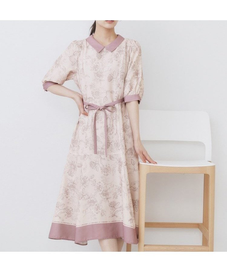 【インデックス/INDEX】の2WAY パネルフラワーバイカラーワンピース【洗濯機洗い可/イージーアイロン】 インテリア・キッズ・メンズ・レディースファッション・服の通販 founy(ファニー) 　ファッション　Fashion　レディースファッション　Fashion for Women　ワンピース　Dresses　切替　Switching, Contrast Panel　スマート　Smart, Elegant　スリーブ　Sleeve, Long Sleeve / Short Sleeve　フィット　Fit, Slim Fit　フレア　Flare, Flared　ポケット　Pocket, Pocket Detail　リボン　Ribbon, Bow　ループ　Loop, Loop Knit　ピンク|ID: prp329100004869158 ipo3291000000036285280