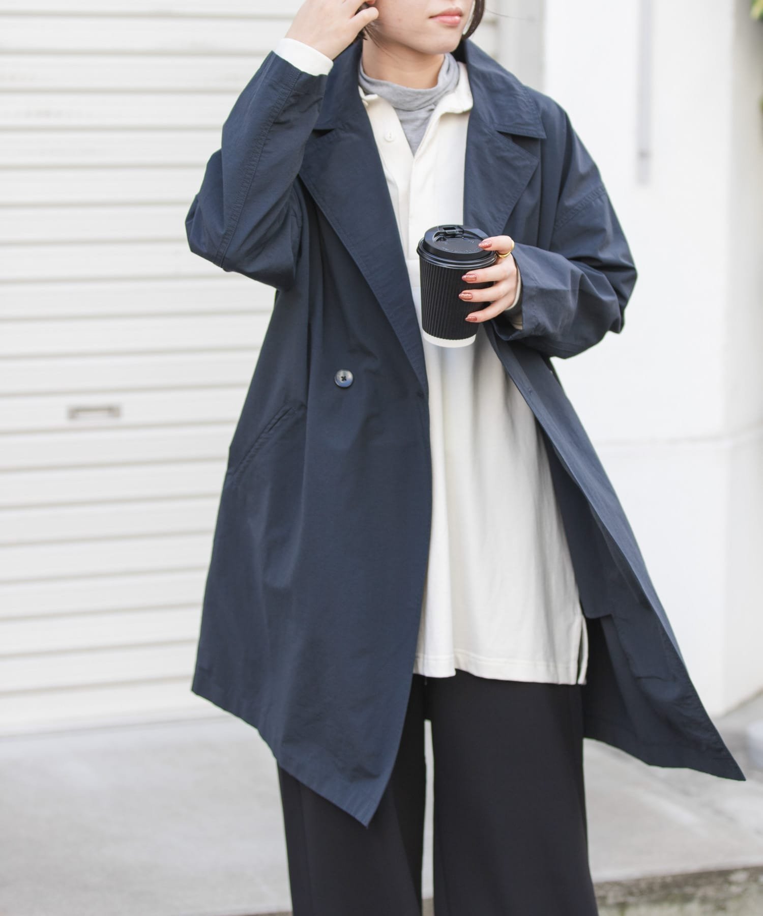 【アーバンリサーチ ドアーズ/URBAN RESEARCH DOORS】のFORK SPOON オーバーライトミドルコート インテリア・キッズ・メンズ・レディースファッション・服の通販 founy(ファニー) 　ファッション　Fashion　レディースファッション　Fashion for Women　アウター　Coat / Outerwear Collection　コート・ロングコート・ピーコート　Long Coats, Peacoats & More　今季　This Season, Current Season　ダブル　Double, Double-Breasted　人気　Popular, Best Seller　バランス　Balance, Style Balance　ベーシック　Basic, Essential　ミドル　Middle Length, Mid Height　ロング　Long, Long-Length　楽ちん　Easy Fit, Comfortable　ワイド　Wide, Wide Fit　S/S・春夏　SS, Spring/Summer, Warm Season　夏　Summer　エレガント 上品　Elegant　2026年　2026　ネイビー|ID: prp329100004869467 ipo3291000000036290586