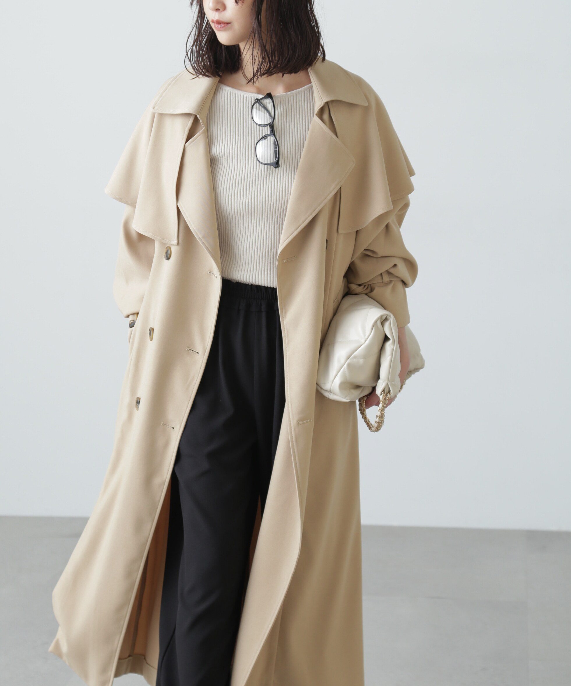 【フリーズマート/FREE'S MART】のケープ付きロングトレンチコート インテリア・キッズ・メンズ・レディースファッション・服の通販 founy(ファニー) 　ファッション　Fashion　レディースファッション　Fashion for Women　アウター　Coat / Outerwear Collection　コート・ロングコート・ピーコート　Long Coats, Peacoats & More　トレンチコート / 春秋の定番アウター　Trench Coats　おすすめ　Recommended / Our Picks　ツイル　Twist, Twisted Detail　ドレープ　Drape, Draping Fabric　ロング　Long, Long-Length　ベージュ|ID: prp329100004869481 ipo3291000000036290804