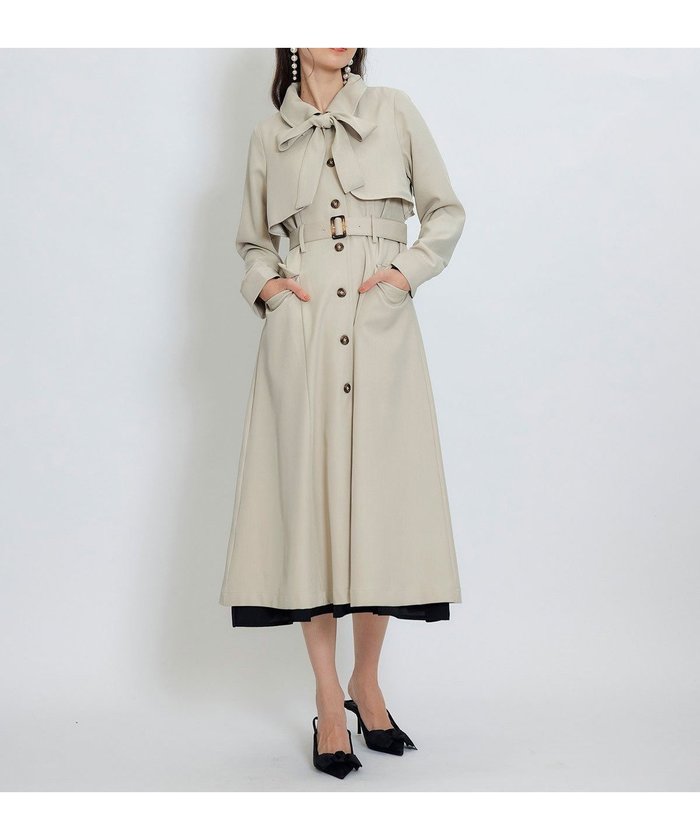 【レディアゼル/REDYAZEL】の2WAYレイヤードライクリボントレンチコート インテリア・キッズ・メンズ・レディースファッション・服の通販 founy(ファニー) https://founy.com/ ファッション Fashion レディースファッション Fashion for Women アウター Coat / Outerwear Collection コート・ロングコート・ピーコート Long Coats, Peacoats & More トレンチコート / 春秋の定番アウター Trench Coats クラシカル Classical, Vintage-Inspired ジャケット Jacket, Outerwear デニム Denim, Jeans Material トレンチ Trench, Trench Coat フェミニン Feminine, Girly フロント Front, Front Design リボン Ribbon, Bow ロング Long, Long-Length 羽織 Haori, Light Jacket |ID: prp329100004869484 ipo3291000000036290892