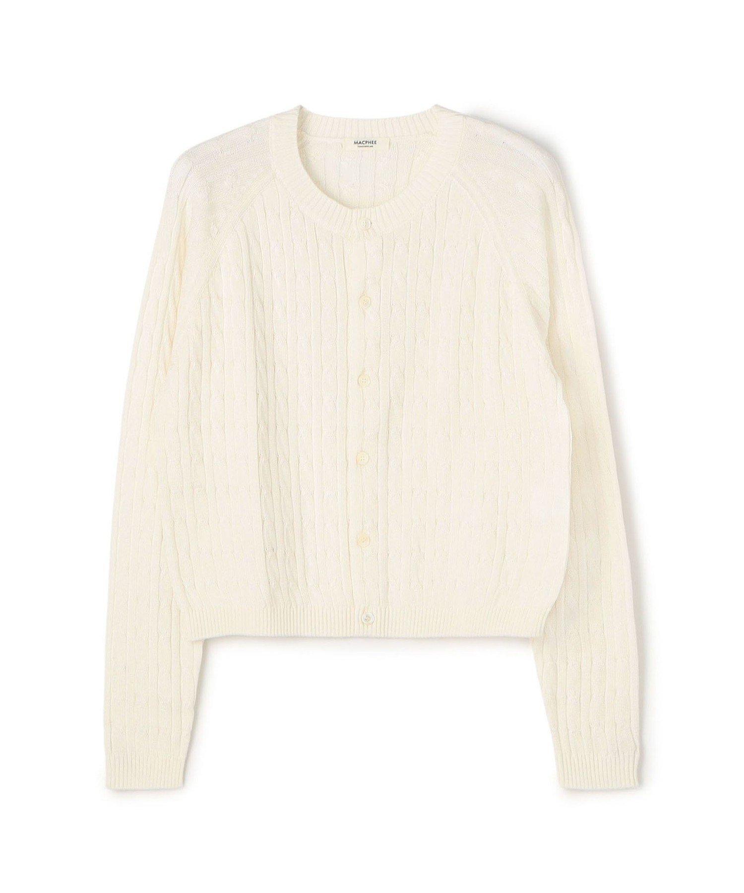 【トゥモローランド/TOMORROWLAND】のギザケーブル クルーネックカーディガン インテリア・キッズ・メンズ・レディースファッション・服の通販 founy(ファニー) 　ファッション　Fashion　レディースファッション　Fashion for Women　トップス・カットソー　Cut & Sew Tops　カーディガン・羽織り　Layered Style Cardigans　インナー　Innerwear　カーディガン　Cardigan, Knitwear　コンパクト　Compact, Small Size　シルケット　Silket, Silky Cotton　ジャケット　Jacket, Outerwear　スリーブ　Sleeve, Long Sleeve / Short Sleeve　フロント　Front, Front Design　ロング　Long, Long-Length　エレガント 上品　Elegant　定番　Standard, Basic Item　11 ホワイト|ID: prp329100004869487 ipo3291000000036291018