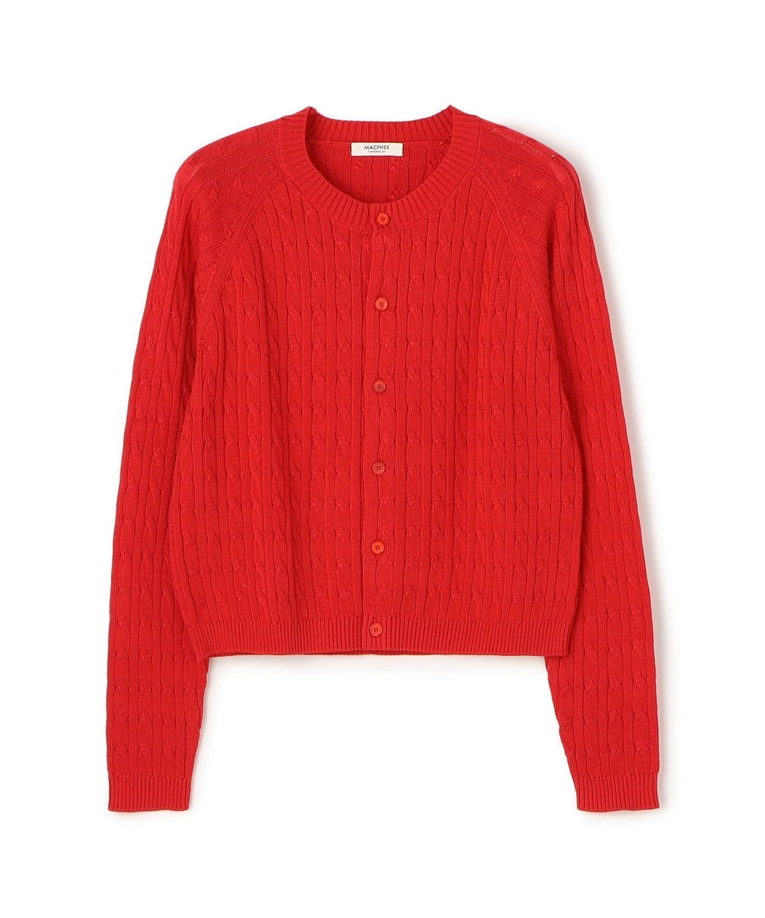 【トゥモローランド/TOMORROWLAND】のギザケーブル クルーネックカーディガン インテリア・キッズ・メンズ・レディースファッション・服の通販 founy(ファニー) 　ファッション　Fashion　レディースファッション　Fashion for Women　トップス・カットソー　Cut & Sew Tops　カーディガン・羽織り　Layered Style Cardigans　インナー　Innerwear　カーディガン　Cardigan, Knitwear　コンパクト　Compact, Small Size　シルケット　Silket, Silky Cotton　ジャケット　Jacket, Outerwear　スリーブ　Sleeve, Long Sleeve / Short Sleeve　フロント　Front, Front Design　ロング　Long, Long-Length　エレガント 上品　Elegant　定番　Standard, Basic Item　35 レッド|ID: prp329100004869487 ipo3291000000036291023