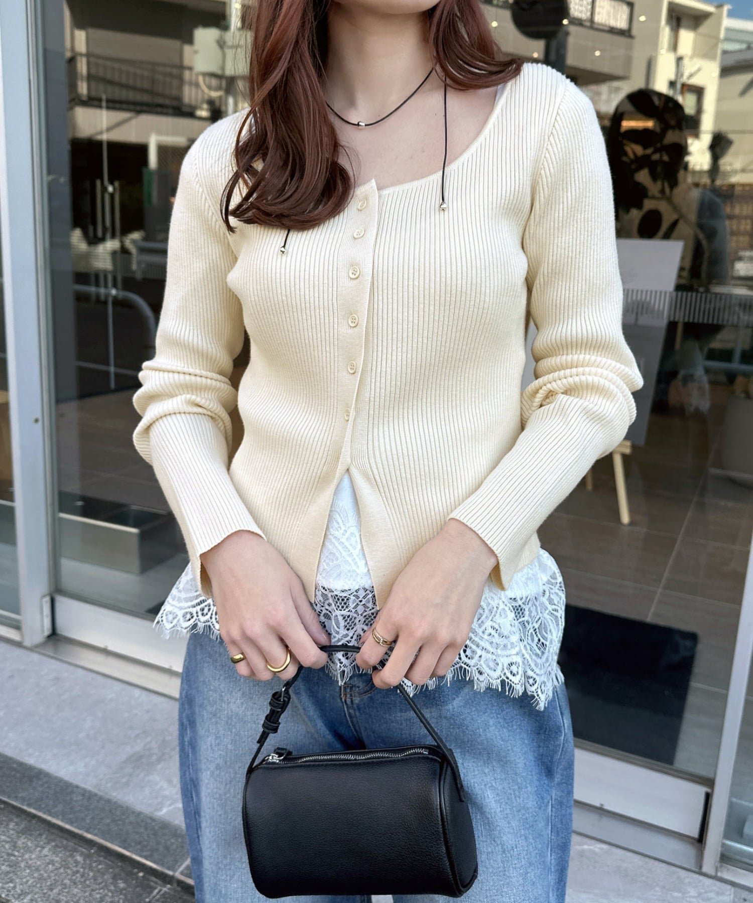 【アンドミー/andme】のボートネック リブ ニット カーディガン トップス インテリア・キッズ・メンズ・レディースファッション・服の通販 founy(ファニー) 　ファッション　Fashion　レディースファッション　Fashion for Women　トップス・カットソー　Cut & Sew Tops　ニット　Knit Tops & Sweaters　カーディガン・羽織り　Layered Style Cardigans　インナー　Innerwear　カーディガン　Cardigan, Knitwear　シンプル　Simple, Minimal　ジャケット　Jacket, Outerwear　デコルテ　Décolleté, Neckline　フィット　Fit, Slim Fit　フロント　Front, Front Design　ラウンド　Round, Round Neck　リブニット　Rib Knit, Ribbed Knit　エレガント 上品　Elegant　アイボリー|ID: prp329100004869506 ipo3291000000036291478