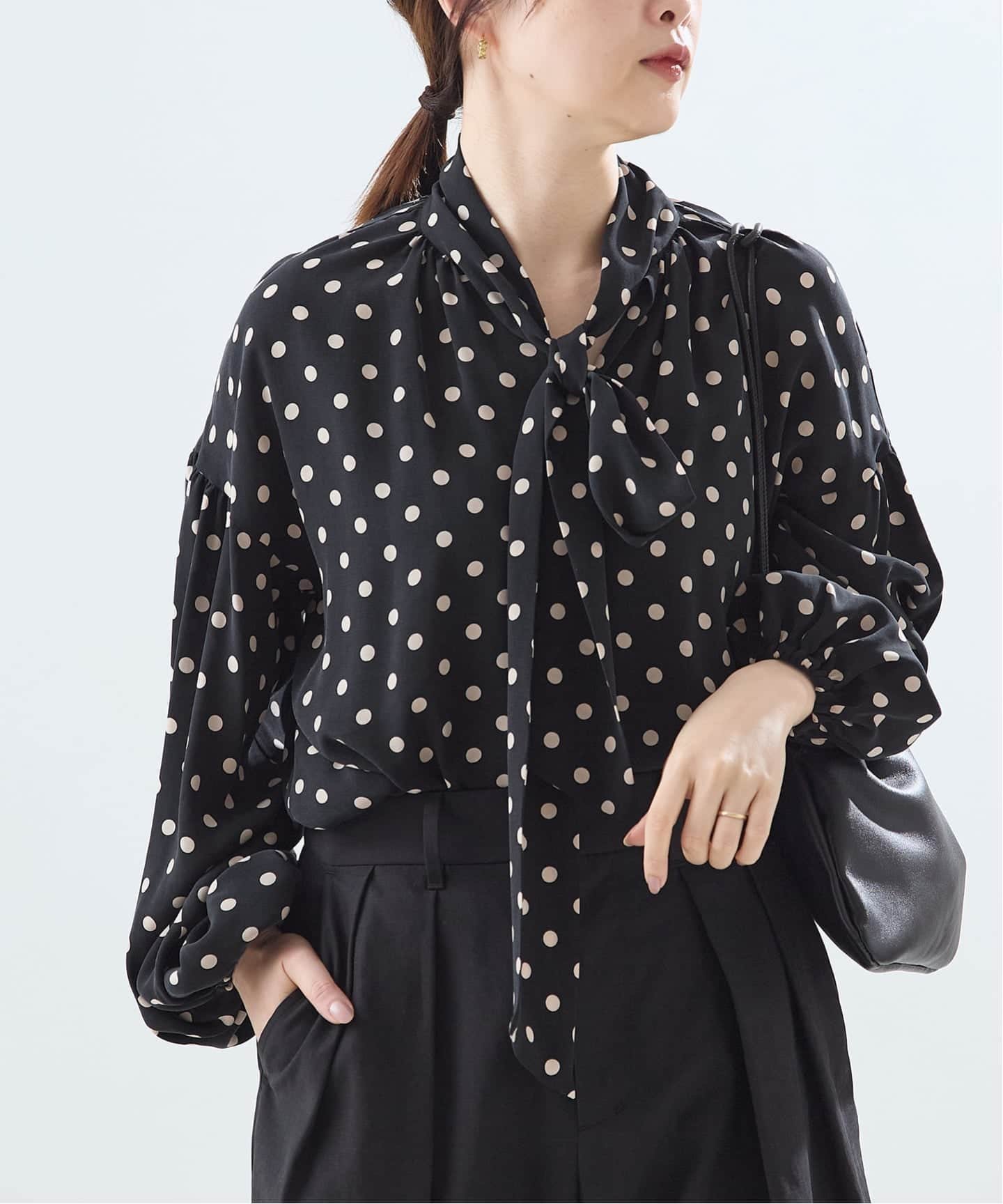 【ジャーナルスタンダード レサージュ/journal standard L'essage】の《追加》IPEKERドット フラワー/シアーボウタイブラウス インテリア・キッズ・メンズ・レディースファッション・服の通販 founy(ファニー) 　ファッション　Fashion　レディースファッション　Fashion for Women　トップス・カットソー　Cut & Sew Tops　シャツ・ブラウス・オフィスカジュアル　Elegant Blouses & Button-Ups　2026年　2026　おすすめ　Recommended / Our Picks　キュプラ　Cupro, Eco Fabric　スラックス　Slacks, Dress Pants　ドット　Polka Dot, Dot Pattern　フラワー　Flower, Floral　春　Spring　ブラック B|ID: prp329100004869514 ipo3291000000036291752