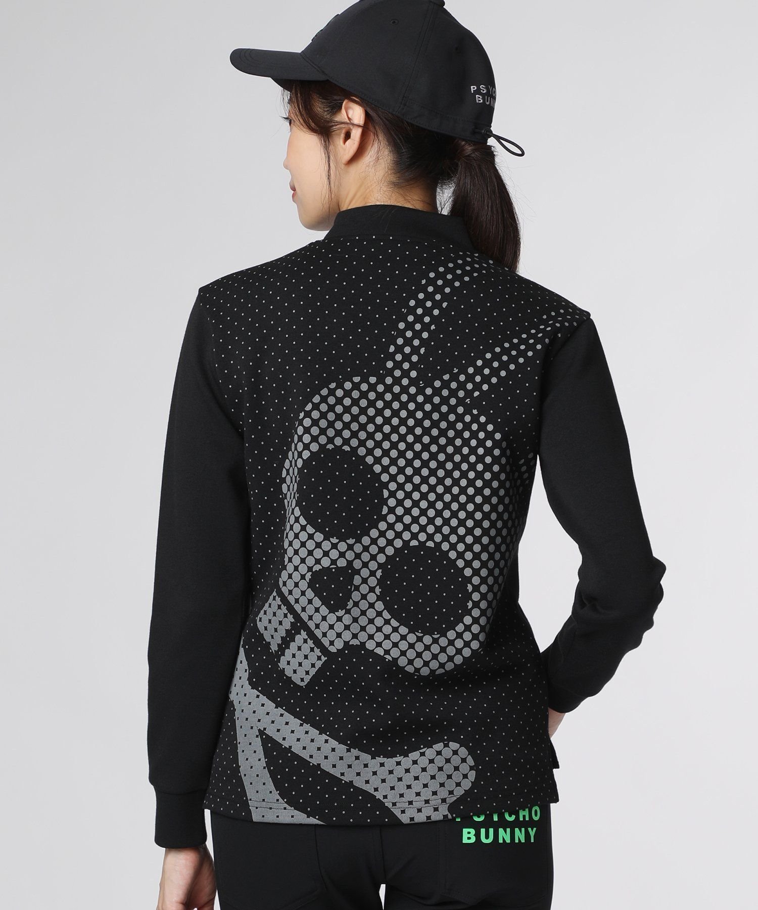 【サイコバニー/Psycho Bunny】のGOLF WOMEN ハーフジップ 長袖モックネック インテリア・キッズ・メンズ・レディースファッション・服の通販 founy(ファニー) 　ファッション　Fashion　レディースファッション　Fashion for Women　トップス・カットソー　Cut & Sew Tops　ゴルフ　Golf　インナー　Innerwear　ストレッチ　Stretch, Stretchy Fabric　ドット　Polka Dot, Dot Pattern　ドレープ　Drape, Draping Fabric　フロント　Front, Front Design　プリント　Print, Printed Pattern　モックネック　Mock Neck, Short Turtleneck　冬　Winter / This Winter　長袖　Long Sleeve, Full Sleeve　ブラック|ID: prp329100004869533 ipo3291000000036292404