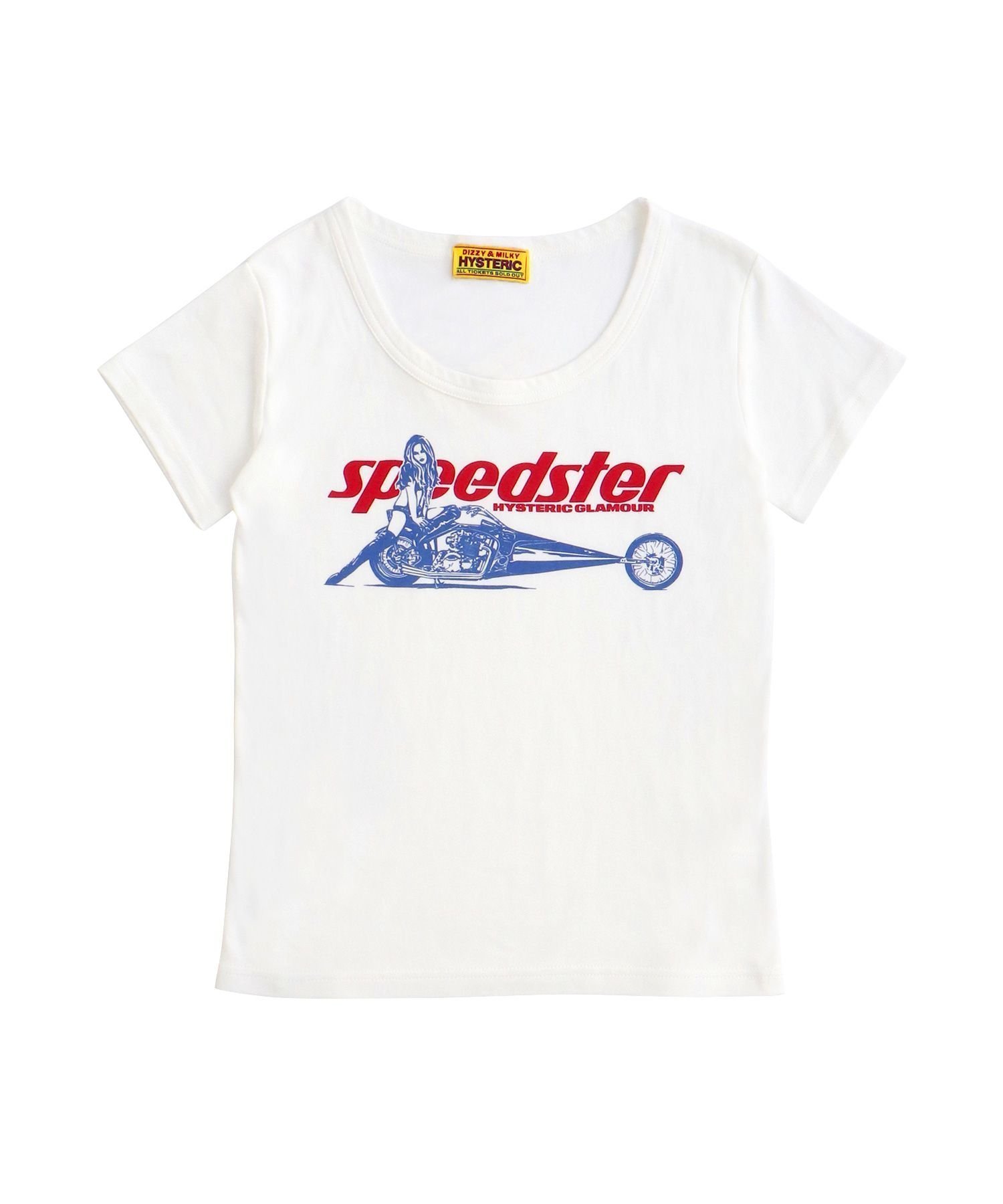 【ヒステリックグラマー/HYSTERIC GLAMOUR】のSPEEDSTER チビTシャツ インテリア・キッズ・メンズ・レディースファッション・服の通販 founy(ファニー) 　ファッション　Fashion　レディースファッション　Fashion for Women　トップス・カットソー　Cut & Sew Tops　シャツ・ブラウス・オフィスカジュアル　Elegant Blouses & Button-Ups　ロングTシャツ・Tシャツ　Longline T-Shirts & Tees　クール　Cool, Chic　グラフィック　Graphic, Graphic Design　ストレート　Straight, Straight Cut　モチーフ　Motif, Design Theme　白|ID: prp329100004869546 ipo3291000000036292758