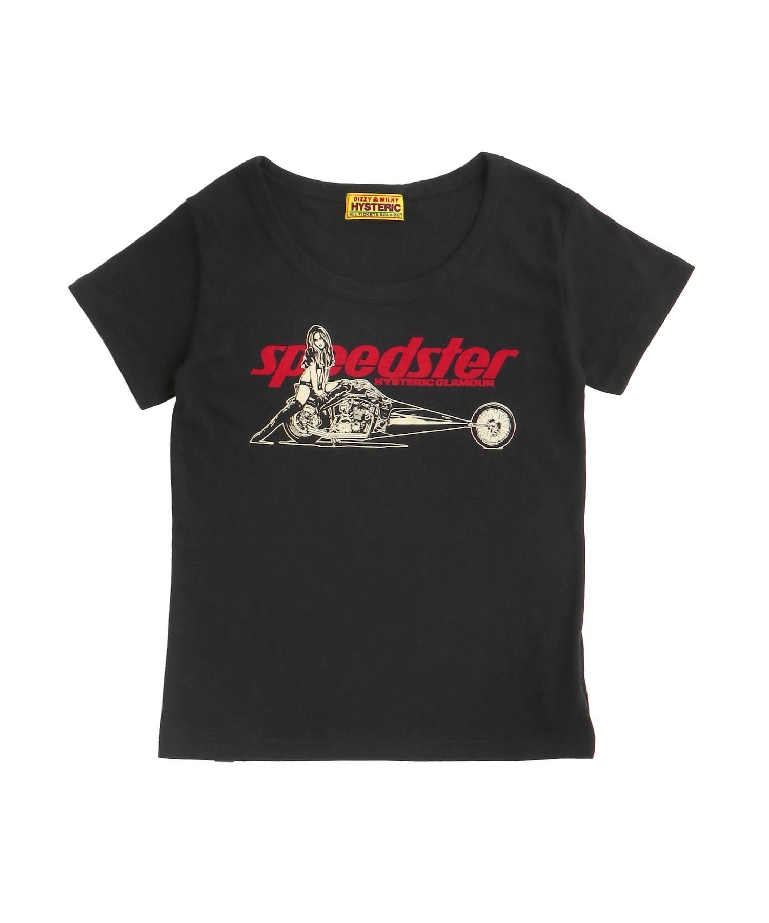 【ヒステリックグラマー/HYSTERIC GLAMOUR】のSPEEDSTER チビTシャツ インテリア・キッズ・メンズ・レディースファッション・服の通販 founy(ファニー) 　ファッション　Fashion　レディースファッション　Fashion for Women　トップス・カットソー　Cut & Sew Tops　シャツ・ブラウス・オフィスカジュアル　Elegant Blouses & Button-Ups　ロングTシャツ・Tシャツ　Longline T-Shirts & Tees　クール　Cool, Chic　グラフィック　Graphic, Graphic Design　ストレート　Straight, Straight Cut　モチーフ　Motif, Design Theme　ブラック|ID: prp329100004869546 ipo3291000000036292764