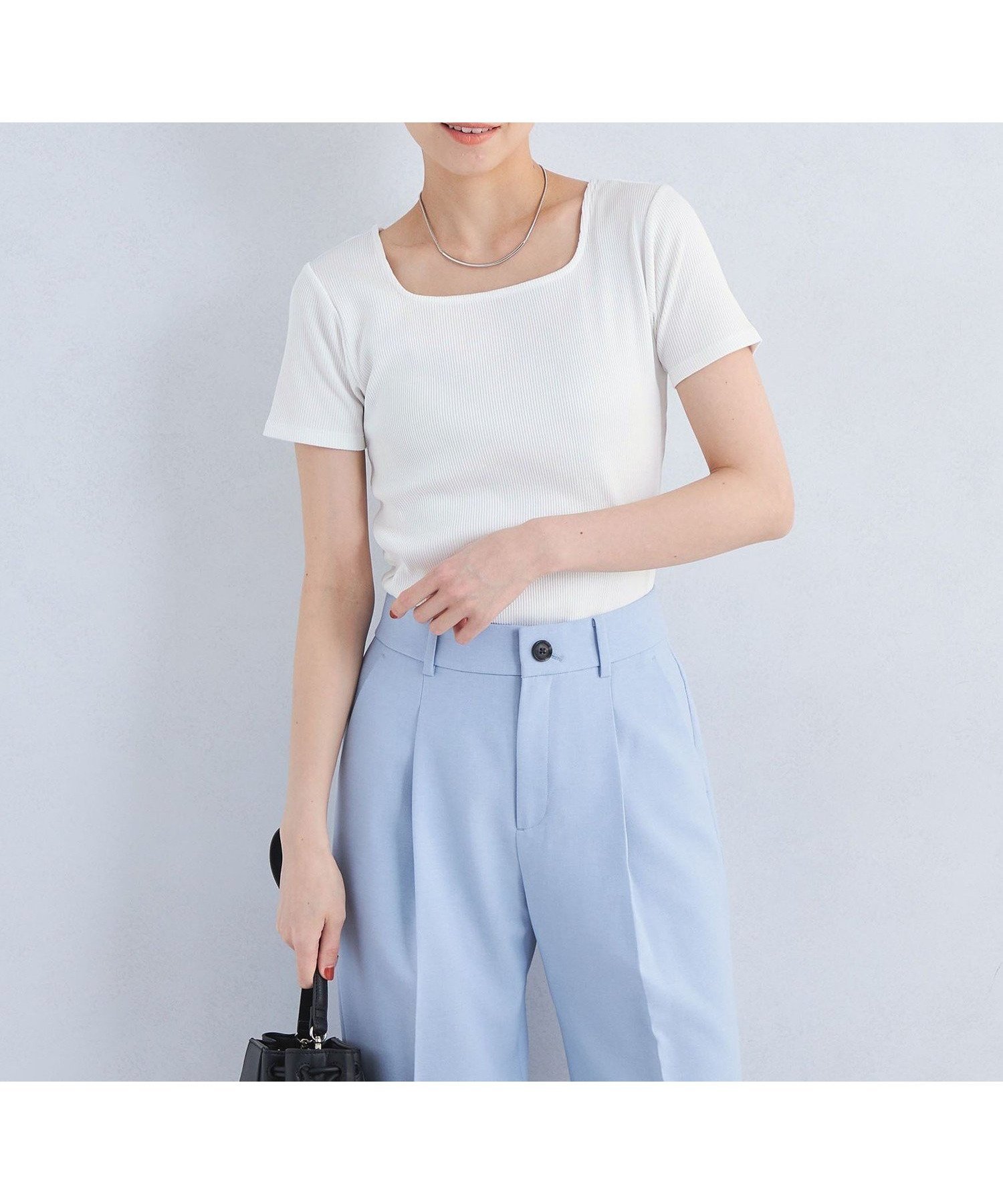 【ユナイテッドアローズ/UNITED ARROWS】のブライトリブ スクエアネック ショートスリーブ プルオーバー カットソー-制菌- インテリア・キッズ・メンズ・レディースファッション・服の通販 founy(ファニー) 　ファッション　Fashion　レディースファッション　Fashion for Women　トップス・カットソー　Cut & Sew Tops　カジュアルプルオーバー・ニットトップス　Pullovers & Knit Tops / Casual Pullovers　カットソー・ベーシックTシャツ　Cut-and-Sewn Tops / Stretch Tees & Basics　インナー　Innerwear　ウェーブ　Wavy Pattern　春　Spring　カットソー　Cut and Sewn Top　コンパクト　Compact, Small Size　抗菌　Antibacterial, Bacteria-Resistant　ショート　Short, Short Length　ジャケット　Jacket, Outerwear　スクエア　Square, Square Shape　スリーブ　Sleeve, Long Sleeve / Short Sleeve　デコルテ　Décolleté, Neckline　ボーダー　Border, Stripe　羽織　Haori, Light Jacket　アウトレット　Outlet / Clearance　おすすめ　Recommended / Our Picks　エレガント 上品　Elegant　ビジネス 仕事 通勤　Business / Work / Commuting　OFF WHITE|ID: prp329100004869549 ipo3291000000036292817