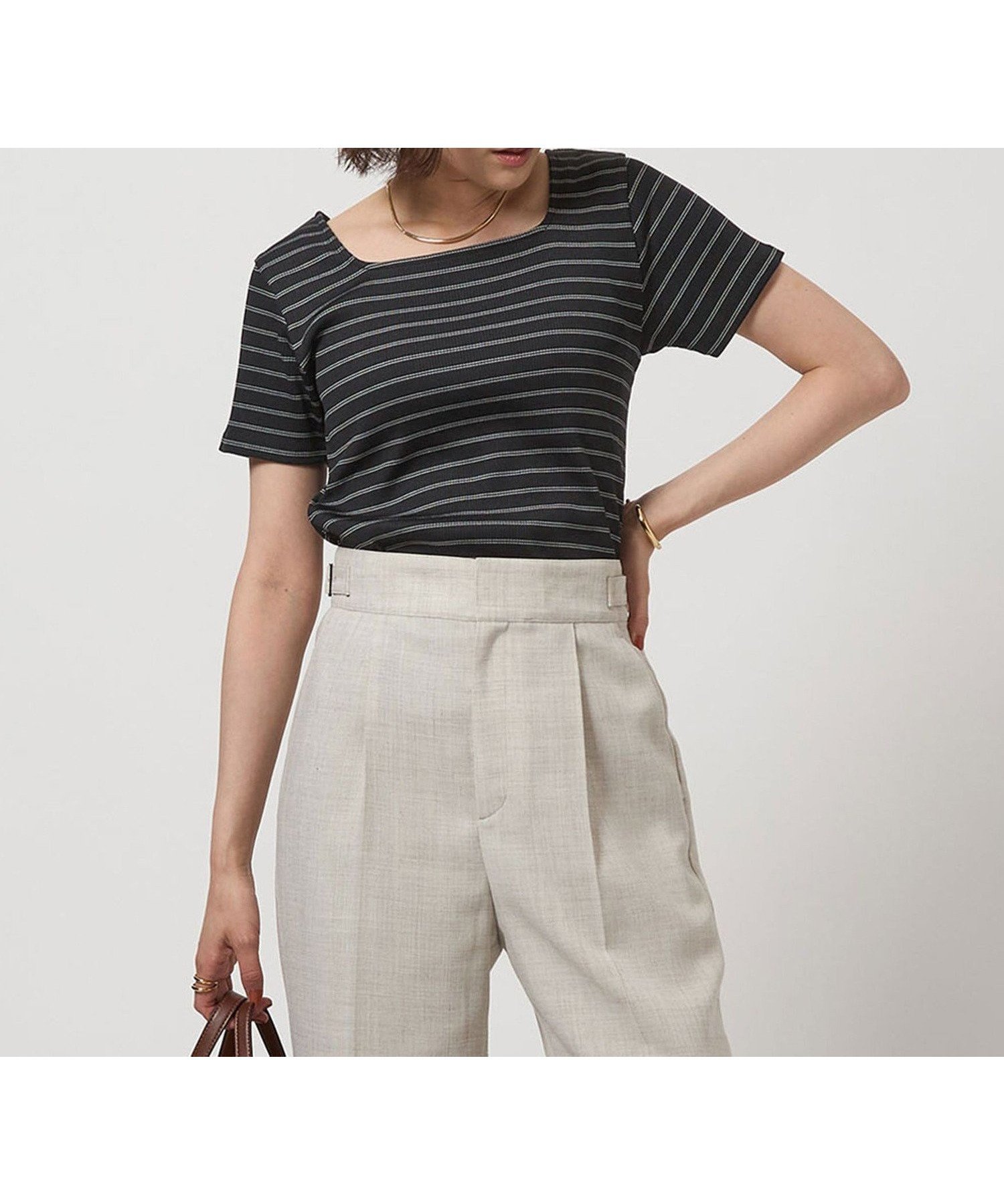 【ユナイテッドアローズ/UNITED ARROWS】のブライトリブ スクエアネック ショートスリーブ プルオーバー カットソー-制菌- インテリア・キッズ・メンズ・レディースファッション・服の通販 founy(ファニー) 　ファッション　Fashion　レディースファッション　Fashion for Women　トップス・カットソー　Cut & Sew Tops　カジュアルプルオーバー・ニットトップス　Pullovers & Knit Tops / Casual Pullovers　カットソー・ベーシックTシャツ　Cut-and-Sewn Tops / Stretch Tees & Basics　インナー　Innerwear　ウェーブ　Wavy Pattern　春　Spring　カットソー　Cut and Sewn Top　コンパクト　Compact, Small Size　抗菌　Antibacterial, Bacteria-Resistant　ショート　Short, Short Length　ジャケット　Jacket, Outerwear　スクエア　Square, Square Shape　スリーブ　Sleeve, Long Sleeve / Short Sleeve　デコルテ　Décolleté, Neckline　ボーダー　Border, Stripe　羽織　Haori, Light Jacket　アウトレット　Outlet / Clearance　おすすめ　Recommended / Our Picks　エレガント 上品　Elegant　ビジネス 仕事 通勤　Business / Work / Commuting　その他2|ID: prp329100004869549 ipo3291000000036292820