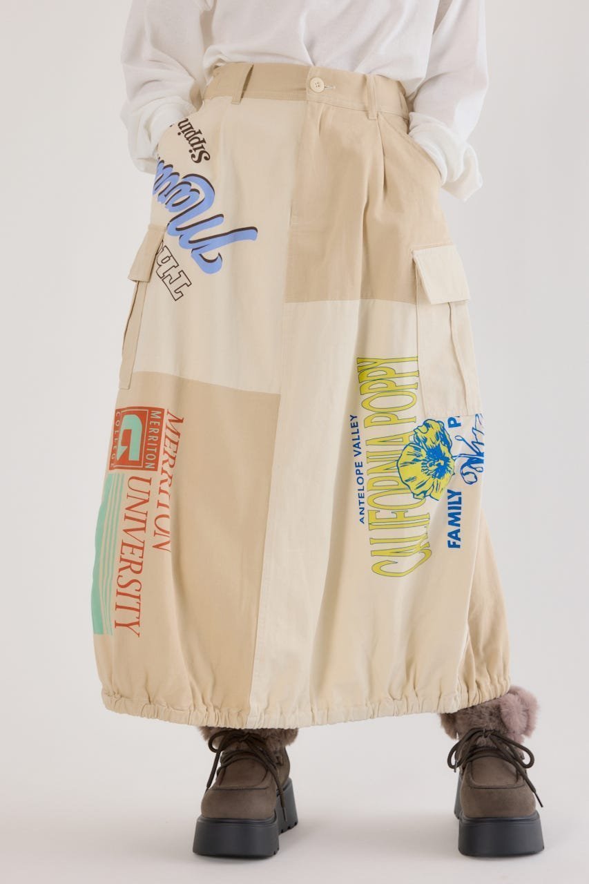 【ロデオクラウンズワイドボウル/RODEO CROWNS WIDE BOWL】のカスタムリメイクスカート インテリア・キッズ・メンズ・レディースファッション・服の通販 founy(ファニー) 　ファッション　Fashion　レディースファッション　Fashion for Women　スカート　Skirts　インナー　Innerwear　切替　Switching, Contrast Panel　シンプル　Simple, Minimal　デニム　Denim, Jeans Material　ドローコード　Drawcord, Drawstring Cord　バルーン　Balloon, Balloon Silhouette　パッチワーク　Patchwork, Mixed Fabric　ビッグ　Big, Oversized　プリント　Print, Printed Pattern　ミリタリー　Military, Army Style　ラバー　Rubber, Rubber Sole　リメイク　Remake, Reconstructed　リラックス　Relax, Relaxed Fit　ルーズ　Loose, Oversized　おすすめ　Recommended / Our Picks　O/WHT1|ID: prp329100004869578 ipo3291000000036293043