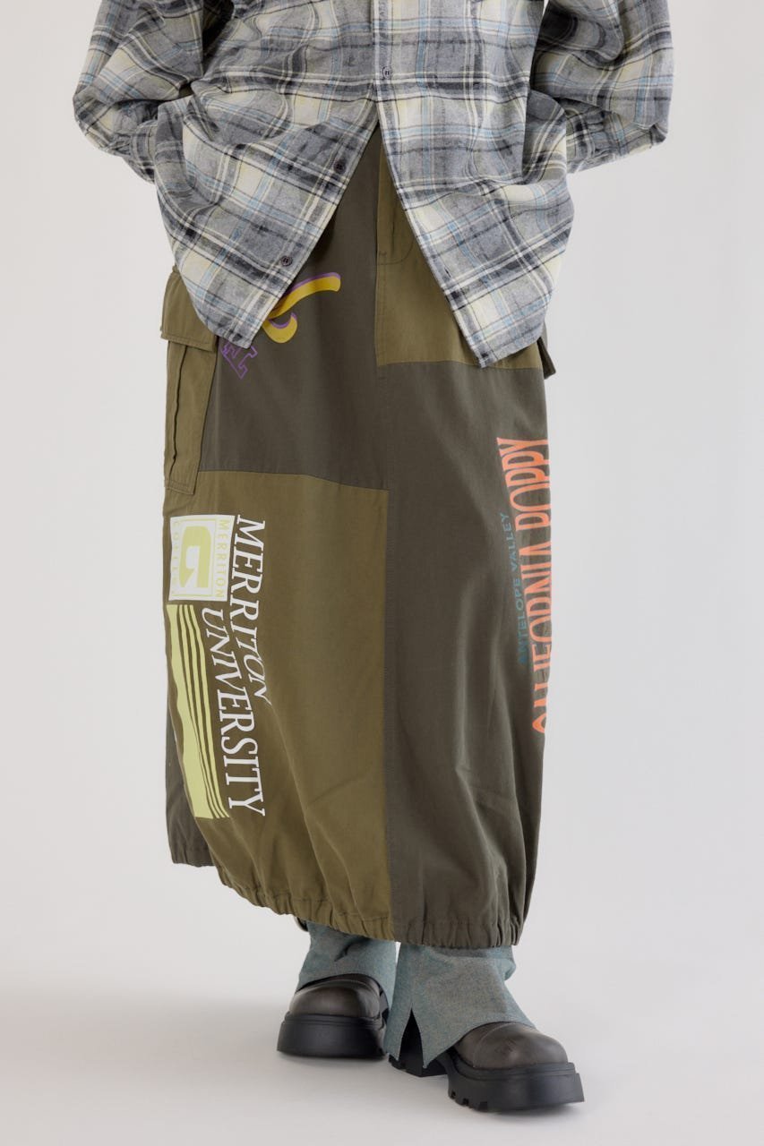 【ロデオクラウンズワイドボウル/RODEO CROWNS WIDE BOWL】のカスタムリメイクスカート インテリア・キッズ・メンズ・レディースファッション・服の通販 founy(ファニー) 　ファッション　Fashion　レディースファッション　Fashion for Women　スカート　Skirts　インナー　Innerwear　切替　Switching, Contrast Panel　シンプル　Simple, Minimal　デニム　Denim, Jeans Material　ドローコード　Drawcord, Drawstring Cord　バルーン　Balloon, Balloon Silhouette　パッチワーク　Patchwork, Mixed Fabric　ビッグ　Big, Oversized　プリント　Print, Printed Pattern　ミリタリー　Military, Army Style　ラバー　Rubber, Rubber Sole　リメイク　Remake, Reconstructed　リラックス　Relax, Relaxed Fit　ルーズ　Loose, Oversized　おすすめ　Recommended / Our Picks　KHA|ID: prp329100004869578 ipo3291000000036293046