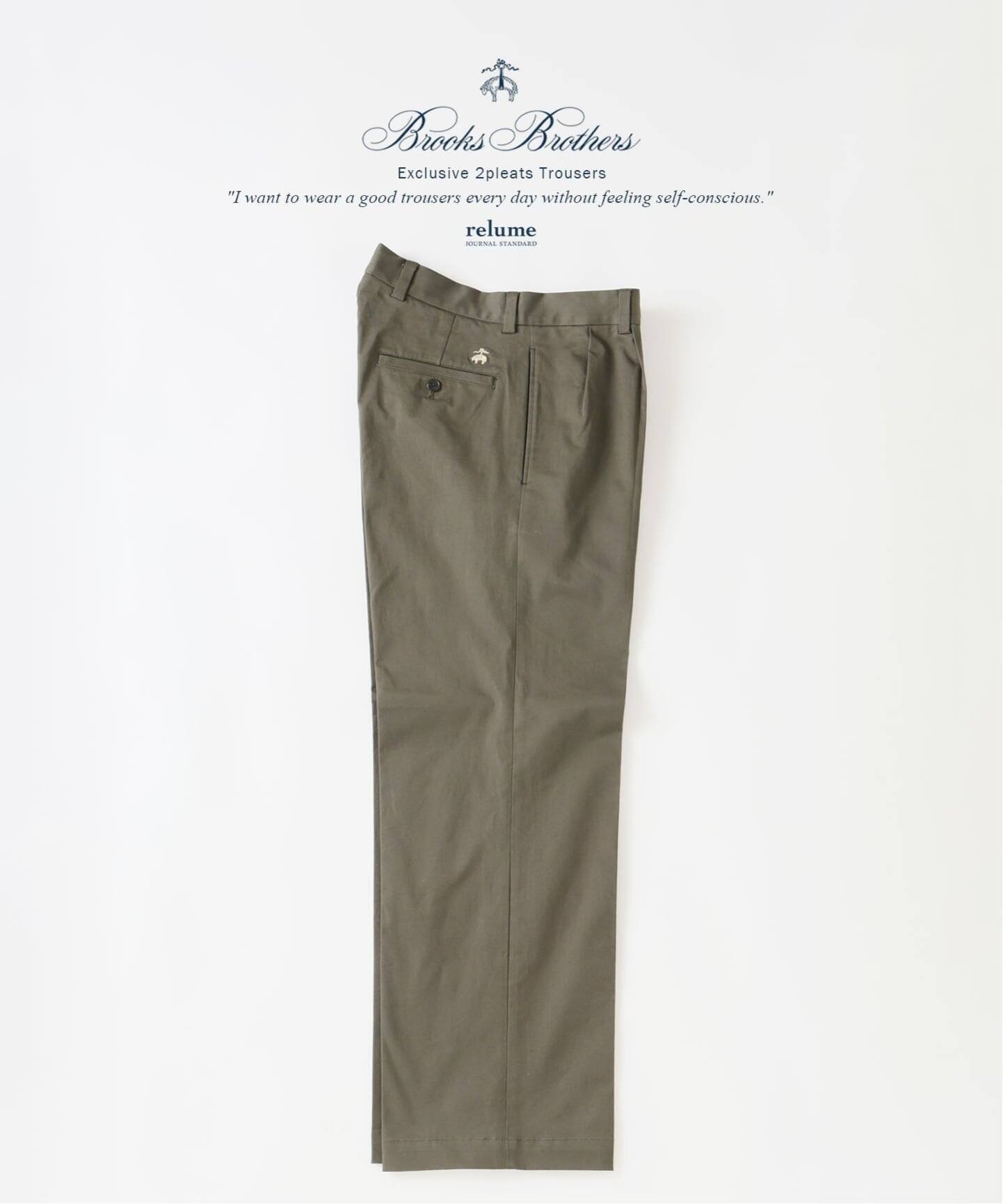 【ジャーナルスタンダード レリューム/JOURNAL STANDARD relume / MEN】のBrooks Brothers / ブルックスブラザーズ 別注 2プリーツ スラックス インテリア・キッズ・メンズ・レディースファッション・服の通販 founy(ファニー) 　ファッション　Fashion　メンズファッション　Fashion for Men　アンクル　Ankle-Length Design　シューズ　Shoes, Footwear　スニーカー　Sneakers, Trainers　スラックス　Slacks, Dress Pants　テーパード　Tapered, Tapered Pants　定番　Standard, Basic Item　バランス　Balance, Style Balance　フィット　Fit, Slim Fit　プリーツ　Pleats, Pleated　ポケット　Pocket, Pocket Detail　別注　Limited Edition, Custom Order　モダン　Modern, Contemporary　リラックス　Relax, Relaxed Fit　カーキ C|ID: prp329100004869715 ipo3291000000036294017