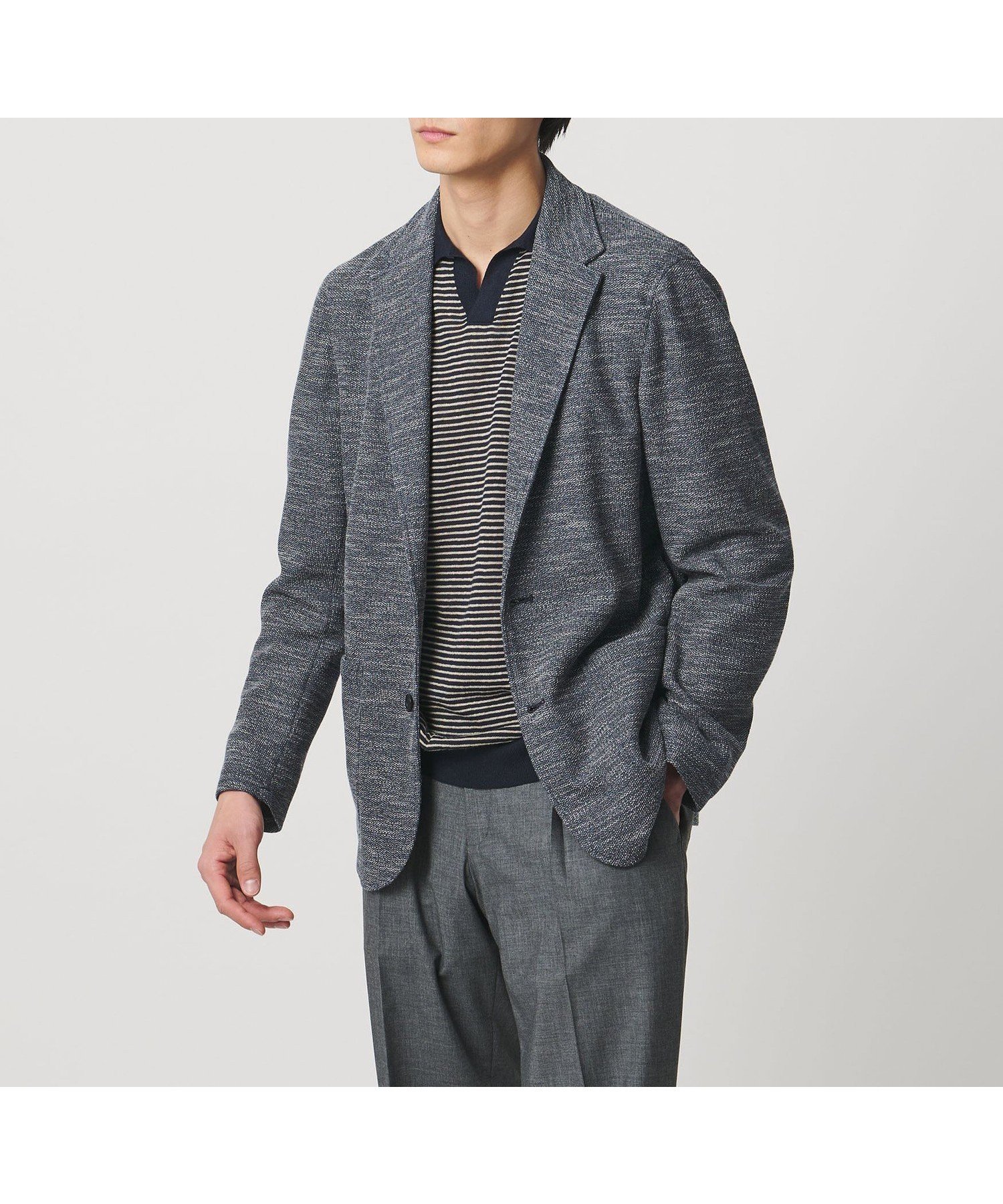 【ユナイテッドアローズ/UNITED ARROWS / MEN】のファンシー シングル 2ボタン テーラードジャケット T-MODEL インテリア・キッズ・メンズ・レディースファッション・服の通販 founy(ファニー) 　ファッション　Fashion　メンズファッション　Fashion for Men　インナー　Innerwear　カットソー　Cut and Sewn Top　カーディガン　Cardigan, Knitwear　シャーリング　Shirring, Ruched　ジャケット　Jacket, Outerwear　パッチ　Patch, Appliqué　フラップ　Flap, Flap Pocket　フロント　Front, Front Design　ポケット　Pocket, Pocket Detail　メランジ　Melange, Mixed Yarn　リラックス　Relax, Relaxed Fit　おすすめ　Recommended / Our Picks　エレガント 上品　Elegant　ビジネス 仕事 通勤　Business / Work / Commuting　NAVY|ID: prp329100004869732 ipo3291000000036294103