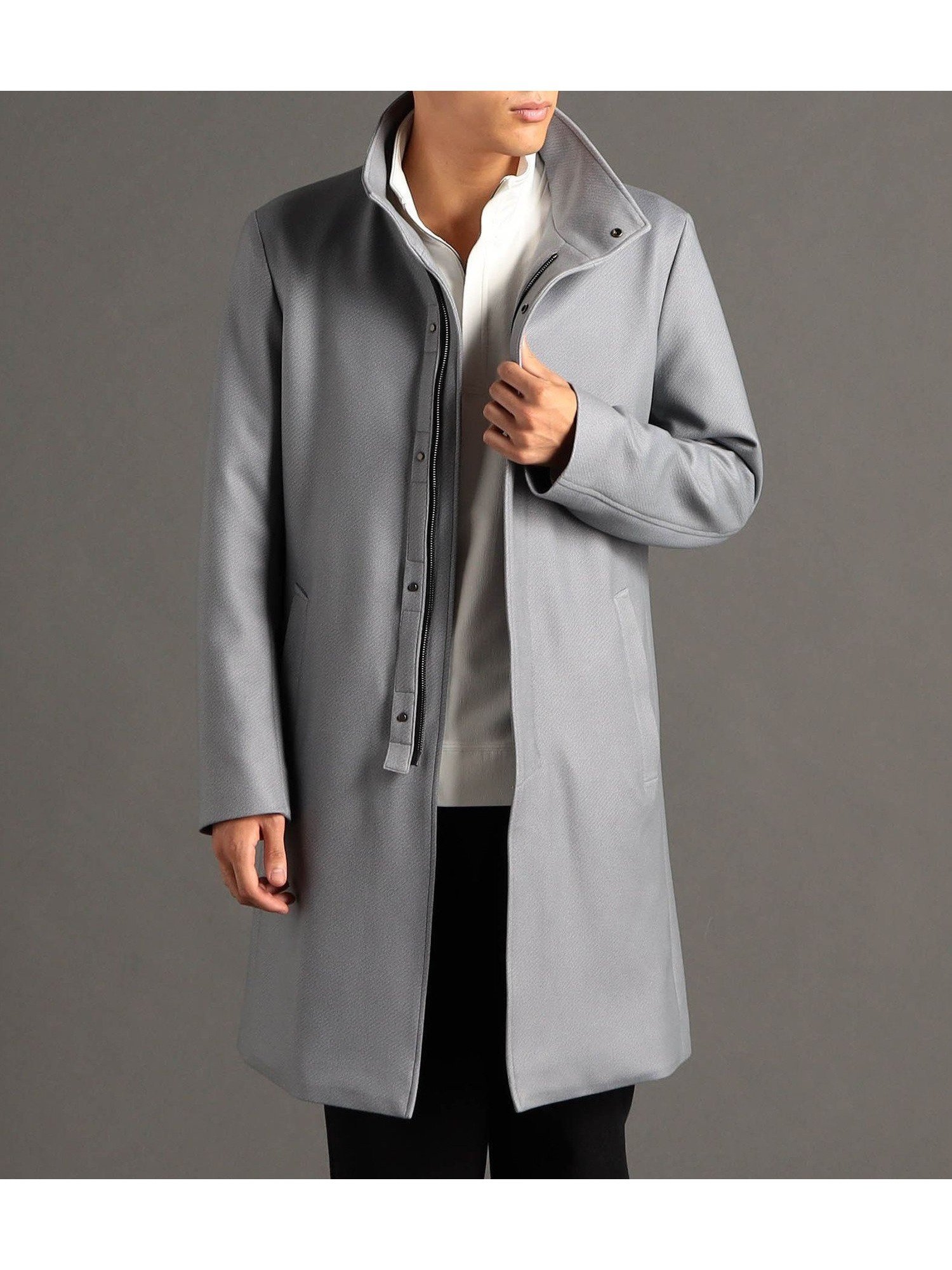 【ニコル/NICOLE / MEN】のダウンファブリックカルゼ スタンドカラーコート インテリア・キッズ・メンズ・レディースファッション・服の通販 founy(ファニー) ファッション Fashion メンズファッション Fashion for Men スタンド Stand Collar, Upright Stand スマート Smart, Elegant スリム Slim, Slim Fit ダウン Down, Puffer パウダー Powder, Soft Tone プリント Print, Printed Pattern ポケット Pocket, Pocket Detail ワイヤー Wire, Wired Bra 防寒 Cold Protection, Winter-Ready 29グレー|ID: prp329100004869743 ipo3291000000036294176