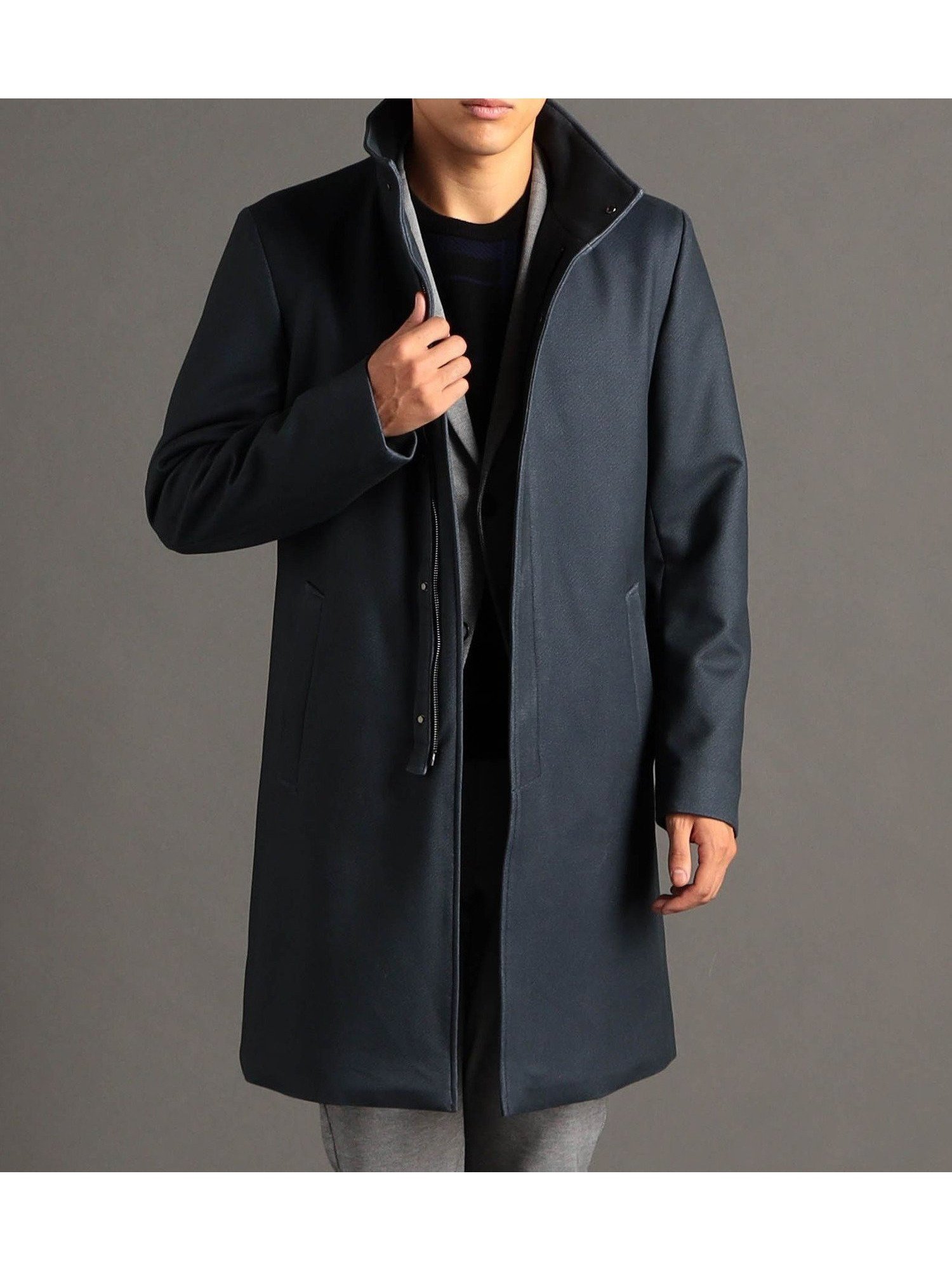 【ニコル/NICOLE / MEN】のダウンファブリックカルゼ スタンドカラーコート インテリア・キッズ・メンズ・レディースファッション・服の通販 founy(ファニー) ファッション Fashion メンズファッション Fashion for Men スタンド Stand Collar, Upright Stand スマート Smart, Elegant スリム Slim, Slim Fit ダウン Down, Puffer パウダー Powder, Soft Tone プリント Print, Printed Pattern ポケット Pocket, Pocket Detail ワイヤー Wire, Wired Bra 防寒 Cold Protection, Winter-Ready 67ネイビー|ID: prp329100004869743 ipo3291000000036294178