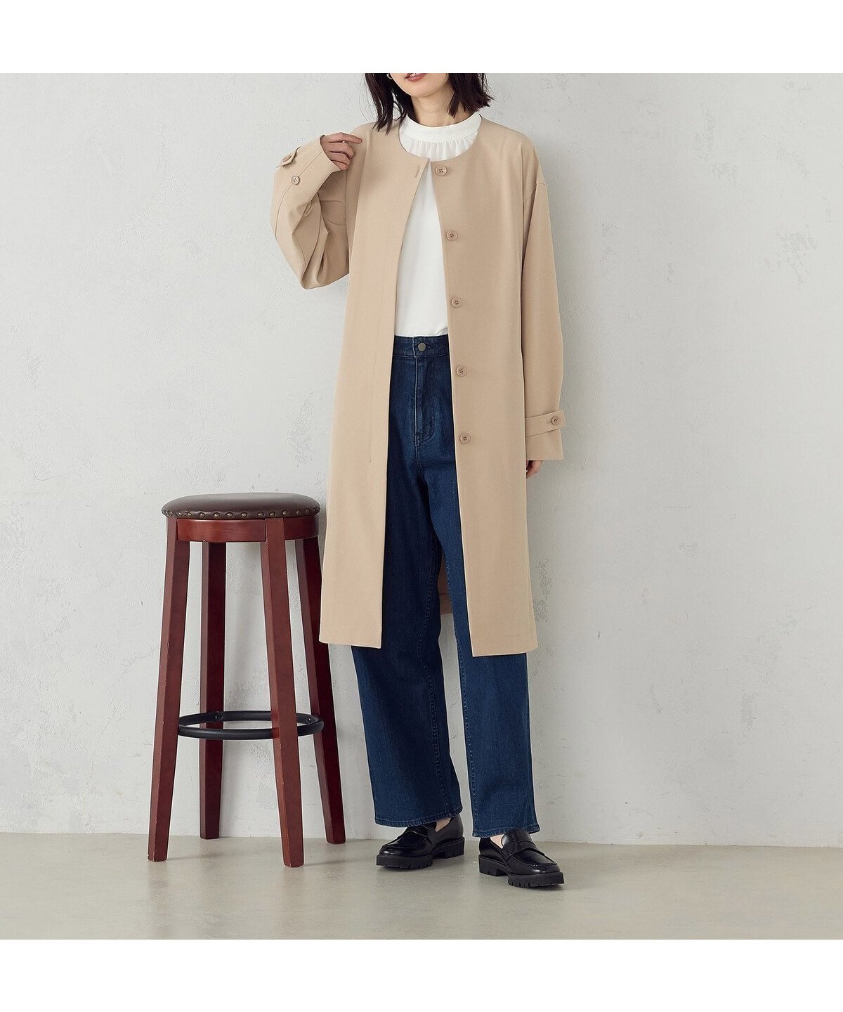 【コムサイズム/COMME CA ISM】のノーカラーコート インテリア・キッズ・メンズ・レディースファッション・服の通販 founy(ファニー) ファッション Fashion レディースファッション Fashion for Women アウター Coat / Outerwear Collection コート・ロングコート・ピーコート Long Coats, Peacoats & More シンプル Simple, Minimal ストレッチ Stretch, Stretchy Fabric 定番 Standard, Basic Item バランス Balance, Style Balance ベスト Vest, Waistcoat ボトム Bottoms, Lower Wear リボン Ribbon, Bow ワイド Wide, Wide Fit おすすめ Recommended / Our Picks エレガント 上品 Elegant ベージュ|ID: prp329100004869776 ipo3291000000036294385