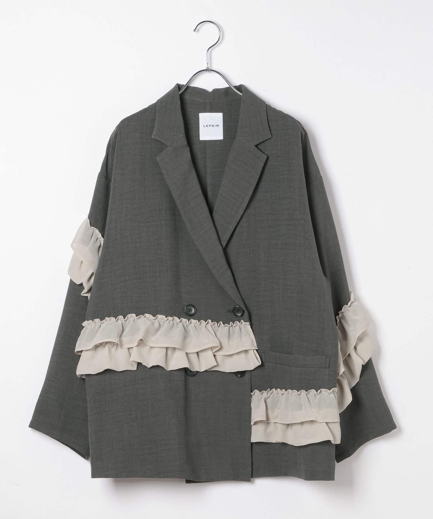 【レプシィム ローリーズファーム/LEPSIM LOWRYS FARM】の《リネンライクドライシリーズ》フリルW長袖ジャケット 人気、トレンドファッション・服の通販 founy(ファニー) 　ファッション　Fashion　レディースファッション　Fashion for Women　アウター　Coat / Outerwear Collection　レディースジャケット・軽アウター　Jackets　おすすめ　Recommended / Our Picks　シフォン　Chiffon, Lightweight Fabric　ジャケット　Jacket, Outerwear　セットアップ　Set-Up, Coordinated Outfit　チュール　Tulip, Tulip Motif　トレンド　Trend, Trending Now　フェミニン　Feminine, Girly　フリル　Frill, Ruffle　ラップ　Wrap, Wrap Design　エレガント 上品　Elegant　人気　Popular, Best Seller　今季　This Season, Current Season　長袖　Long Sleeve, Full Sleeve　 other-1|ID: prp329100004869780 ipo3291000000036294419