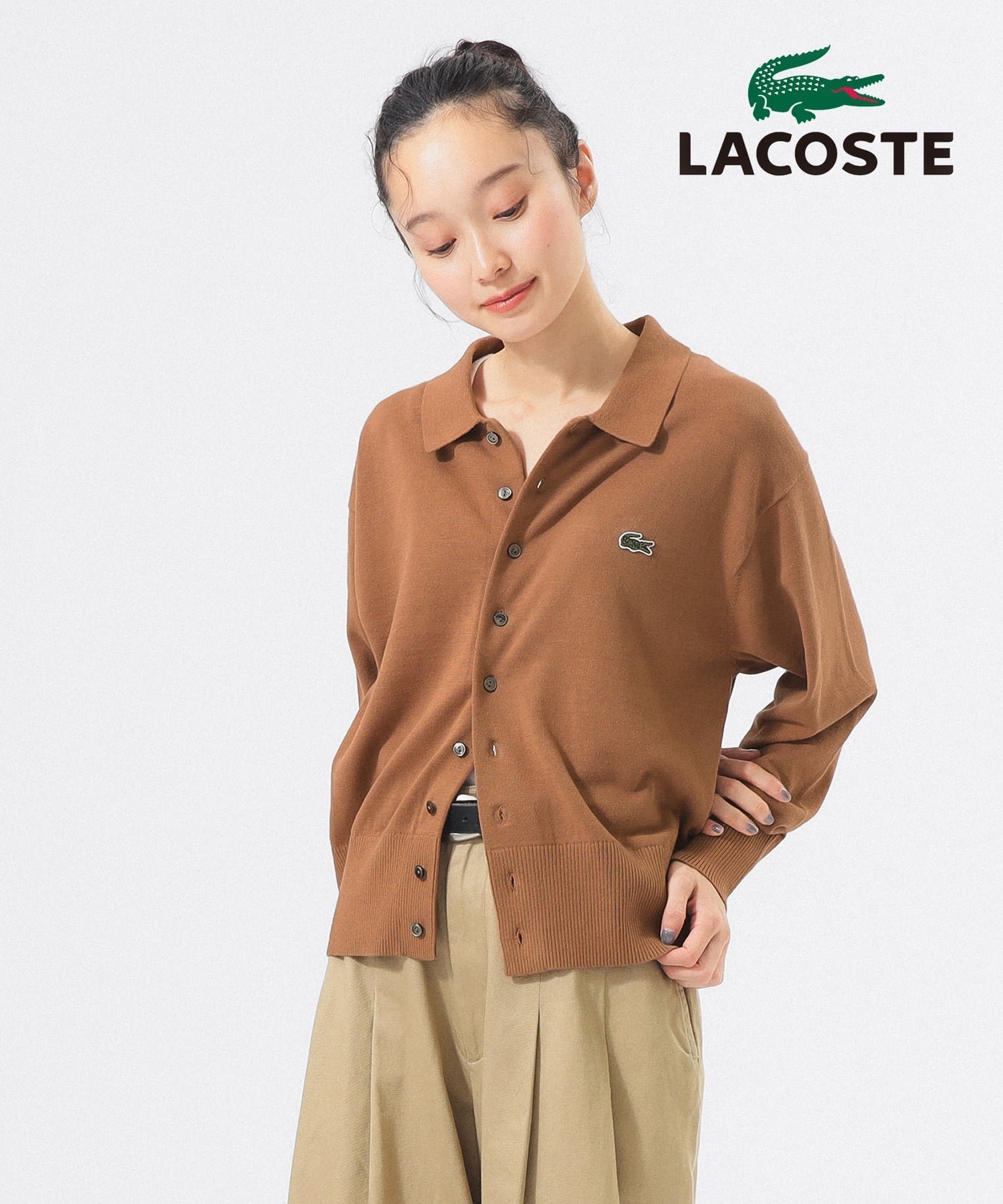 【ビームス ウイメン/BEAMS】の【別注】LACOSTE / ポロ カーディガン 26SS 50周年 オフィスカジュアル スポーツミックス インテリア・キッズ・メンズ・レディースファッション・服の通販 founy(ファニー) 　ファッション　Fashion　レディースファッション　Fashion for Women　トップス・カットソー　Cut & Sew Tops　カーディガン・羽織り　Layered Style Cardigans　春　Spring　カットソー　Cut and Sewn Top　カーディガン　Cardigan, Knitwear　コンパクト　Compact, Small Size　スペシャル　Special, Limited Edition　スポーツ　Sports, Activewear　定番　Standard, Basic Item　人気　Popular, Best Seller　バランス　Balance, Style Balance　フランス　France, French　ポロシャツ　Polo Shirt, Collared Tee　別注　Limited Edition, Custom Order　ミックス　Mix, Mixed Style　ワイド　Wide, Wide Fit　S/S・春夏　SS, Spring/Summer, Warm Season　夏　Summer　2026年　2026　LFA_PECAN|ID: prp329100004869797 ipo3291000000036294530