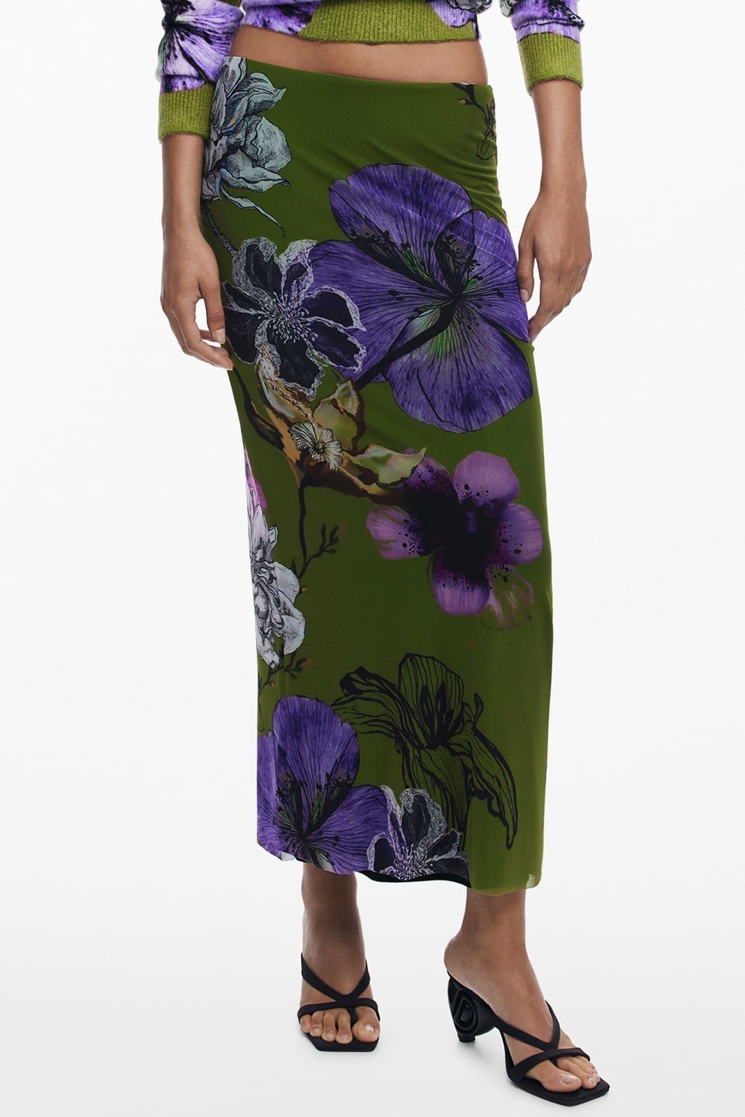 【デシグアル/Desigual】のオーキッドミディタイトスカート by クリスチャン・ラクロワ インテリア・キッズ・メンズ・レディースファッション・服の通販 founy(ファニー) 　ファッション　Fashion　レディースファッション　Fashion for Women　スカート　Skirts　カラフル　Colorful Design　シューズ　Shoes, Footwear　デニム　Denim, Jeans Material　パターン　Pattern, Design Print　パッチワーク　Patchwork, Mixed Fabric　プリント　Print, Printed Pattern　メンズ　Men's, Menswear　グリーン/4010|ID: prp329100004869811 ipo3291000000036294611