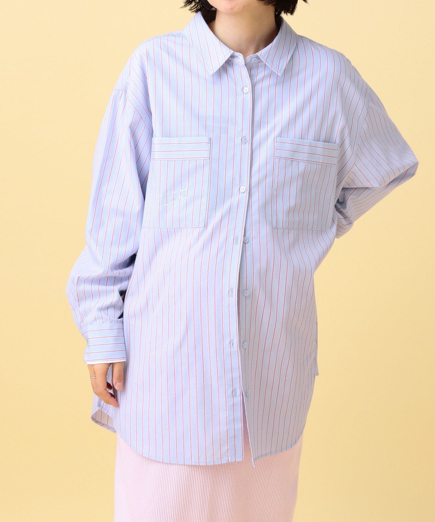 【レプシィム ローリーズファーム/LEPSIM LOWRYS FARM】の【産前・産後対応】マタニティ/ストライプ刺繍シャツ インテリア・キッズ・メンズ・レディースファッション・服の通販 founy(ファニー) ファッション Fashion キッズファッション Fashion for Kids おすすめ Recommended / Our Picks ストライプ Stripe, Striped Pattern フレア Flare, Flared ポケット Pocket, Pocket Detail ブルー82|ID: prp329100004869821 ipo3291000000036294667