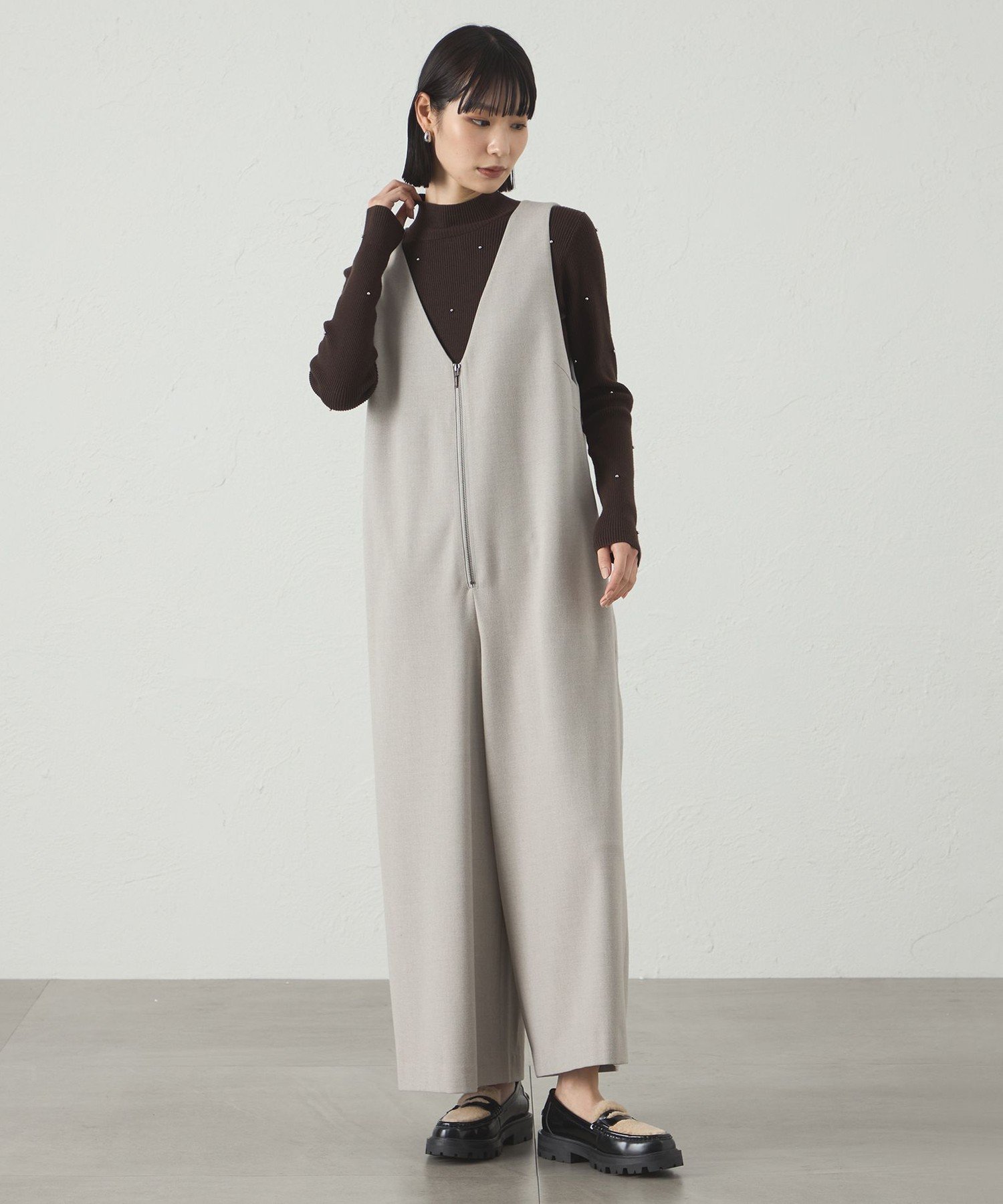 【キャスト/CAST】の【着回し抜群】フロントジップフォルムオールインワン インテリア・キッズ・メンズ・レディースファッション・服の通販 founy(ファニー) 　ファッション　Fashion　レディースファッション　Fashion for Women　ワンピース　Dresses　オールインワン・ワンピース　Dresses and Jumpsuits　春　Spring　秋　Autumn　カットソー　Cut and Sewn Top　ジップ　Zip, Zipper　ストレッチ　Stretch, Stretchy Fabric　ストレート　Straight, Straight Cut　フロント　Front, Front Design　ワイド　Wide, Wide Fit　冬　Winter / This Winter　A/W・秋冬　Autumn/Winter　おすすめ　Recommended / Our Picks　ビジネス 仕事 通勤　Business / Work / Commuting　ベージュ|ID: prp329100004871092 ipo3291000000036309781