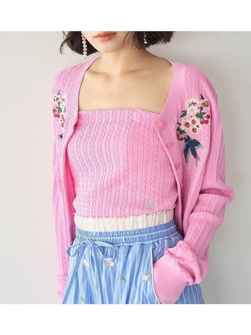 【リリーブラウン/Lily Brown】の【LILY BROWN×KEITA MARUYAMA】エンブロイダリーカーディガン インテリア・キッズ・メンズ・レディースファッション・服の通販 founy(ファニー) 　ファッション　Fashion　レディースファッション　Fashion for Women　トップス・カットソー　Cut & Sew Tops　カーディガン・羽織り　Layered Style Cardigans　ヴィンテージ　Vintage Style　スマート　Smart, Elegant　チェリー　Cherry, Cherry Pattern　モチーフ　Motif, Design Theme　ロマンティック　Romantic, Feminine Style　PNK[066]|ID: prp329100004871848 ipo3291000000036323999