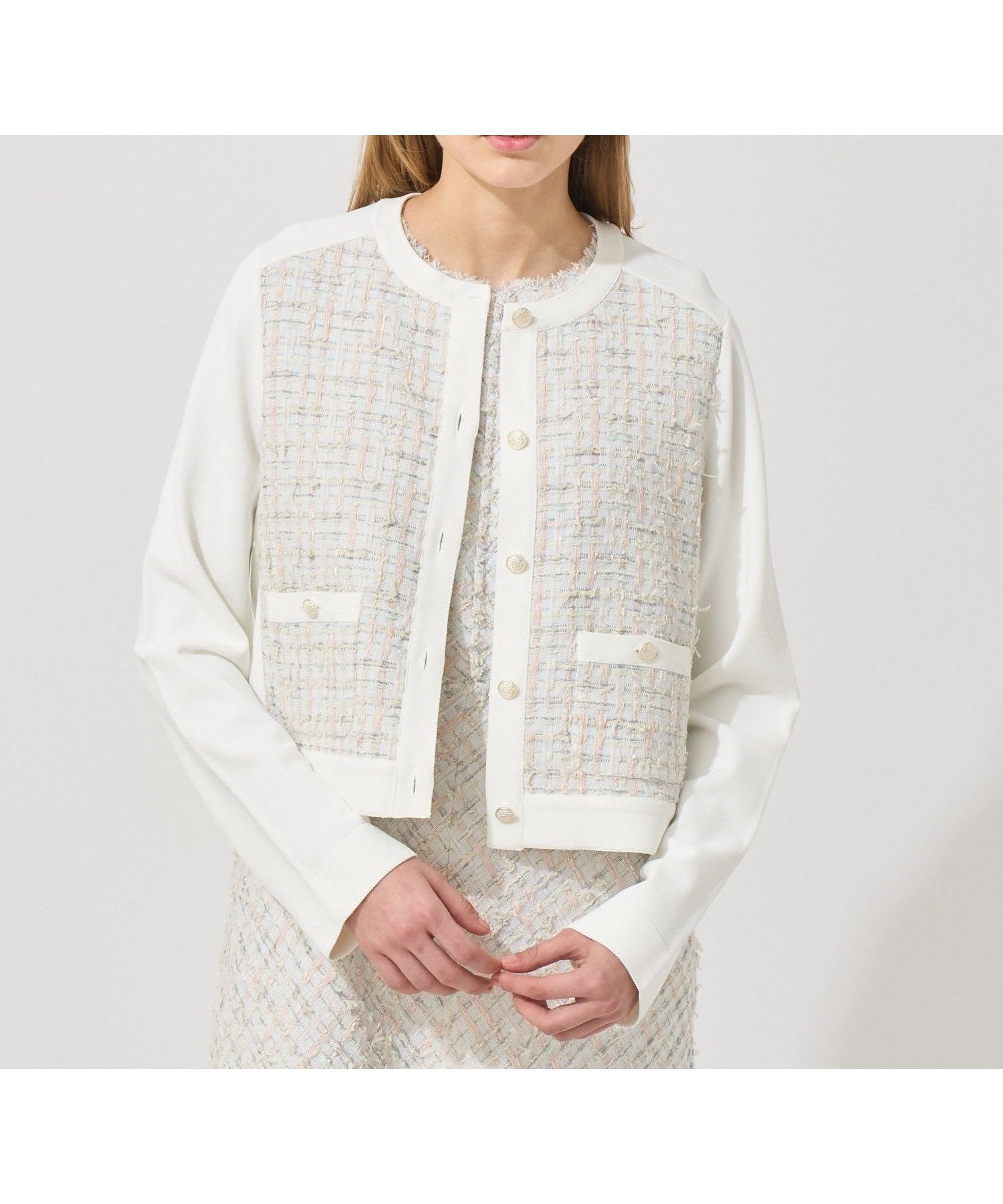 【アナイ/ANAYI】の【Eternal Line 2025】ミックスツイードコンビジャケットカーディガン インテリア・キッズ・メンズ・レディースファッション・服の通販 founy(ファニー) ファッション Fashion レディースファッション Fashion for Women オケージョン Occasion Wear カーディガン Cardigan, Knitwear シフォン Chiffon, Lightweight Fabric ジャケット Jacket, Outerwear スマート Smart, Elegant セットアップ Set-Up, Coordinated Outfit ツイード Twill, Twill Weave 人気 Popular, Best Seller パーティ Party, Party Style フォーマル Formal, Dressy ポケット Pocket, Pocket Detail メタル Metal, Metal Parts ロング Long, Long-Length 再入荷 Restock / Back in Stock セレモニー Ceremony 入学式 Entrance Ceremony 卒業式 Graduation Ceremony 結婚式 Wedding ビジネス 仕事 通勤 Business / Work / Commuting white mix|ID: prp329100004871857 ipo3291000000036324450