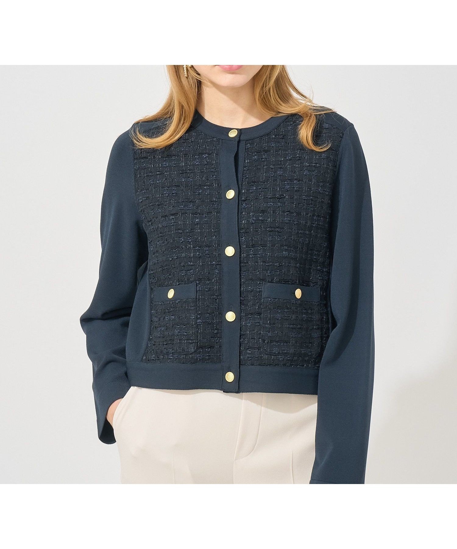 【アナイ/ANAYI】の【Eternal Line 2025】ミックスツイードコンビジャケットカーディガン インテリア・キッズ・メンズ・レディースファッション・服の通販 founy(ファニー) ファッション Fashion レディースファッション Fashion for Women オケージョン Occasion Wear カーディガン Cardigan, Knitwear シフォン Chiffon, Lightweight Fabric ジャケット Jacket, Outerwear スマート Smart, Elegant セットアップ Set-Up, Coordinated Outfit ツイード Twill, Twill Weave 人気 Popular, Best Seller パーティ Party, Party Style フォーマル Formal, Dressy ポケット Pocket, Pocket Detail メタル Metal, Metal Parts ロング Long, Long-Length 再入荷 Restock / Back in Stock セレモニー Ceremony 入学式 Entrance Ceremony 卒業式 Graduation Ceremony 結婚式 Wedding ビジネス 仕事 通勤 Business / Work / Commuting navy|ID: prp329100004871857 ipo3291000000036324452