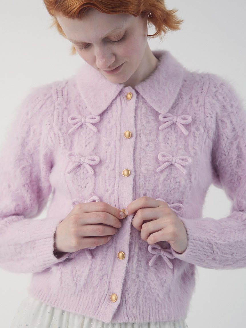 【ファーファー/FURFUR】のリボンデザインアランポロニットトップス インテリア・キッズ・メンズ・レディースファッション・服の通販 founy(ファニー) 　雑誌掲載アイテム　Magazine Picks & Fashion Features　ファッション雑誌　Fashion Magazines　スウィート　Sweet　ファッション　Fashion　レディースファッション　Fashion for Women　トップス・カットソー　Cut & Sew Tops　ニット　Knit Tops & Sweaters　3月号　March Issue　スマート　Smart, Elegant　トレンド　Trend, Trending Now　フェミニン　Feminine, Girly　リボン　Ribbon, Bow　今季　This Season, Current Season　雑誌　Magazine, Fashion Magazine　PNK[066]|ID: prp329100004871878 ipo3291000000036324554