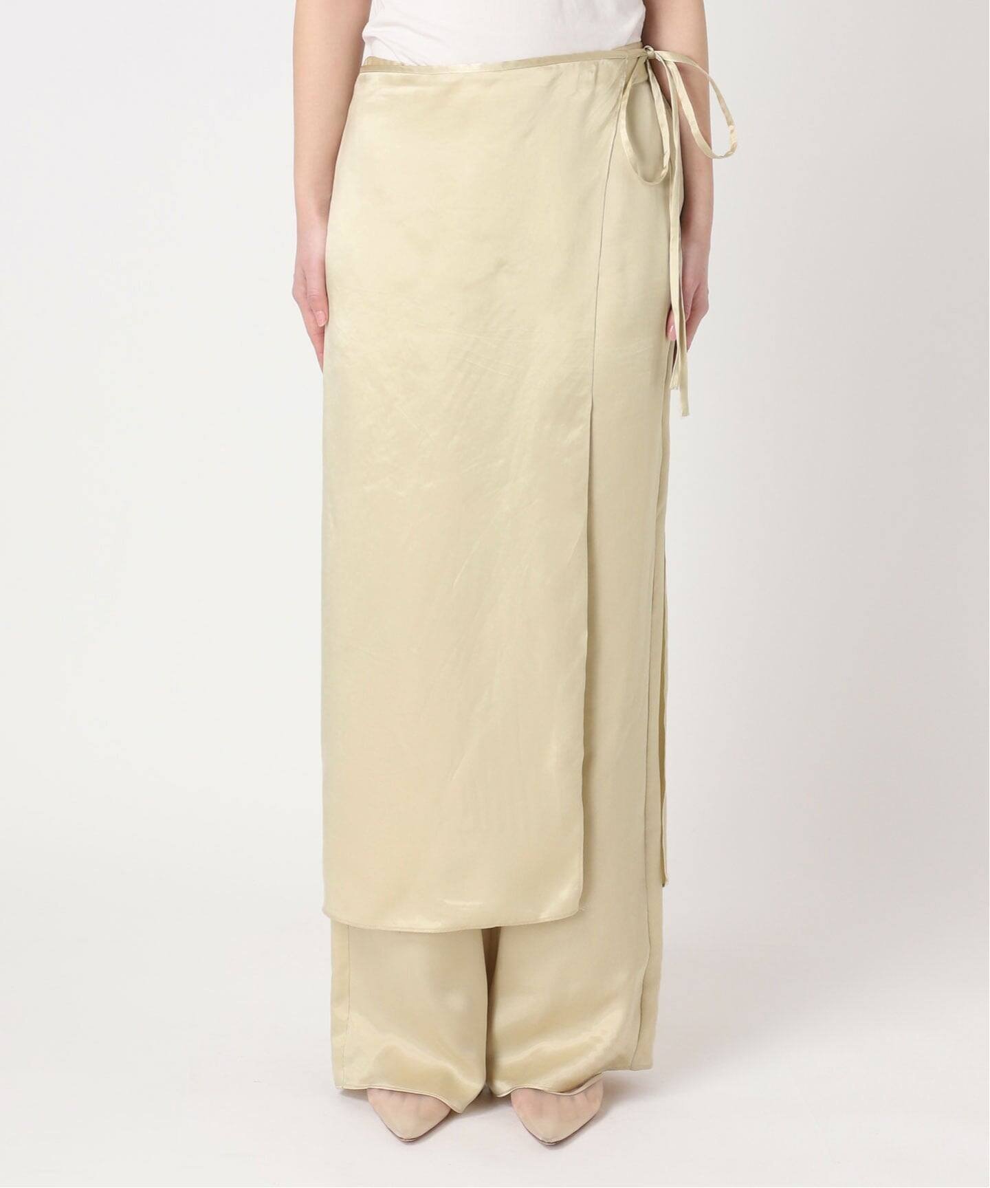 【プラージュ/Plage】のR IAM レイヤードパンツ インテリア・キッズ・メンズ・レディースファッション・服の通販 founy(ファニー) 　ファッション　Fashion　レディースファッション　Fashion for Women　パンツ　Pants & Trousers　キャミソール　Camisole, Spaghetti Strap Top　キュプラ　Cupro, Eco Fabric　サテン　Satin, Glossy Fabric　シンプル　Simple, Minimal　ジュエリー　Jewelry, Accessories　スカーフ　Scarf, Neckwear　セットアップ　Set-Up, Coordinated Outfit　エレガント 上品　Elegant　ベージュ|ID: prp329100004871890 ipo3291000000036324702