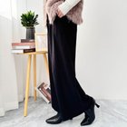 【メゾンドラティール/maison de LATIR】の形状記憶でシワしらず.セレモニー春プリーツリブワイドパンツ. カシミアブラック|ID: prp329100004871893 ipo3291000000036324748