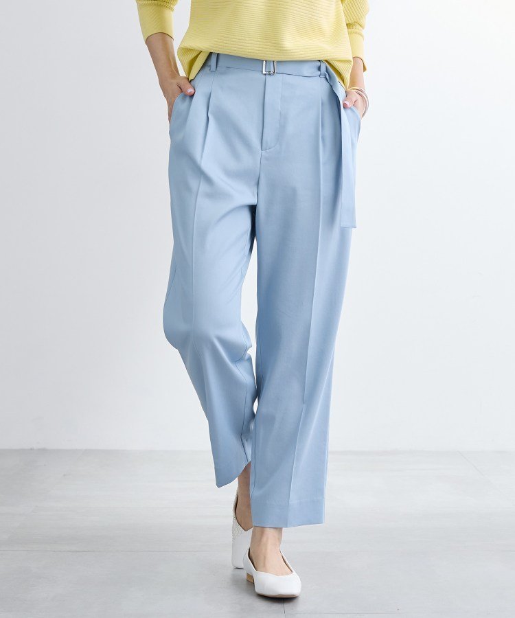 【インディヴィ/INDIVI】の【洗える/UVケア/SETUP可能】デニムライクテーパードパンツ インテリア・キッズ・メンズ・レディースファッション・服の通販 founy(ファニー) ファッション Fashion レディースファッション Fashion for Women セットアップ Matching Sets レディースパンツ・ボトムス Pants & Trousers / Bottoms エレガント 上品 Elegant 洗える Machine Washable サテン Satin, Glossy Fabric ストレッチ Stretch, Stretchy Fabric スマート Smart, Elegant セットアップ Set-Up, Coordinated Outfit センター Center, Center Line ダブル Double, Double-Breasted デニム Denim, Jeans Material フロント Front, Front Design ポケット Pocket, Pocket Detail サックスブルー|ID: prp329100004871897 ipo3291000000036324844