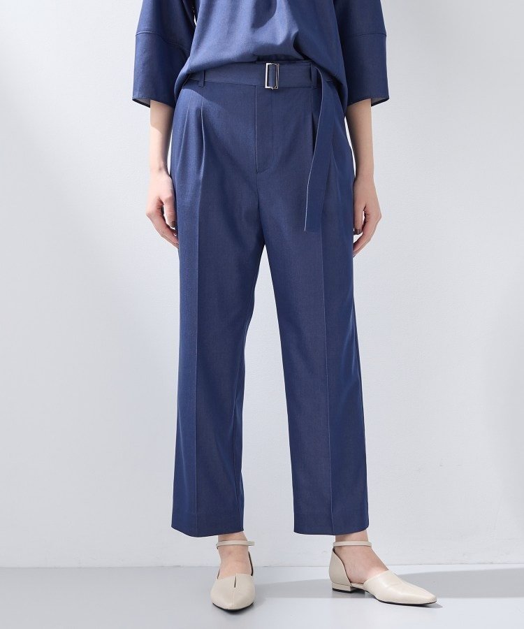 【インディヴィ/INDIVI】の【洗える/UVケア/SETUP可能】デニムライクテーパードパンツ インテリア・キッズ・メンズ・レディースファッション・服の通販 founy(ファニー) ファッション Fashion レディースファッション Fashion for Women セットアップ Matching Sets レディースパンツ・ボトムス Pants & Trousers / Bottoms エレガント 上品 Elegant 洗える Machine Washable サテン Satin, Glossy Fabric ストレッチ Stretch, Stretchy Fabric スマート Smart, Elegant セットアップ Set-Up, Coordinated Outfit センター Center, Center Line ダブル Double, Double-Breasted デニム Denim, Jeans Material フロント Front, Front Design ポケット Pocket, Pocket Detail ブルー|ID: prp329100004871897 ipo3291000000036324846