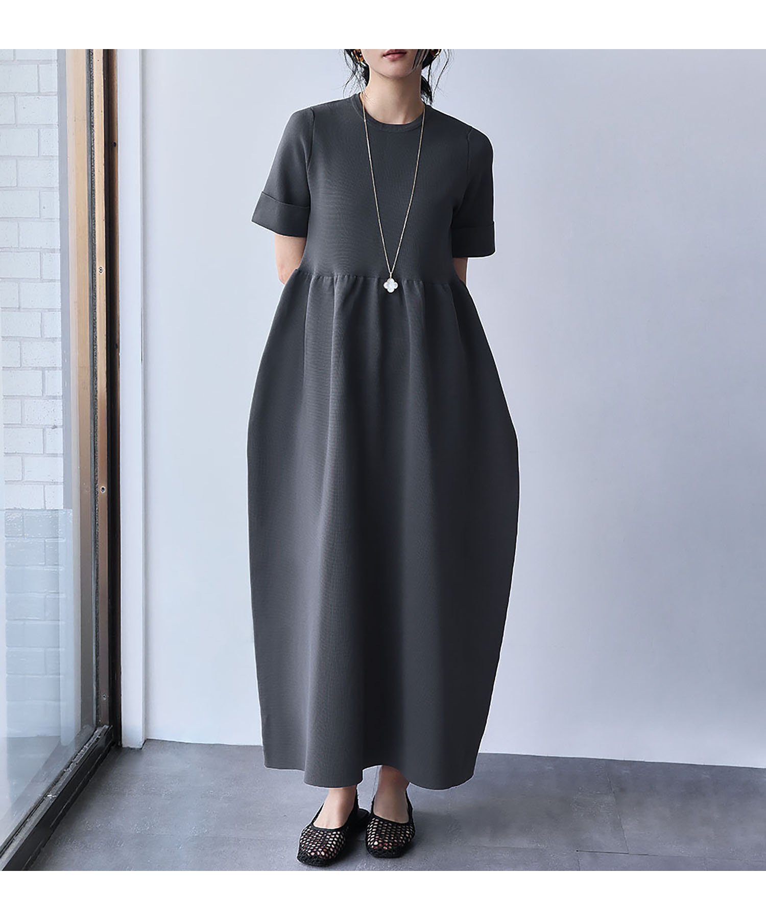 【その他のブランド/Other】の半袖コクーンニットワンピース ロングワンピース 人気、トレンドファッション・服の通販 founy(ファニー) 　ファッション　Fashion　レディースファッション　Fashion for Women　ワンピース　Dresses　ニットワンピース　Knit Dresses　オレンジ　Orange　ギャザー　Gathered, Ruffled　半袖　Short Sleeve, Half Sleeve　リラックス　Relax, Relaxed Fit　ロング　Long, Long-Length　再入荷　Restock / Back in Stock　エレガント 上品　Elegant　 other-1|ID: prp329100004871918 ipo3291000000036325038