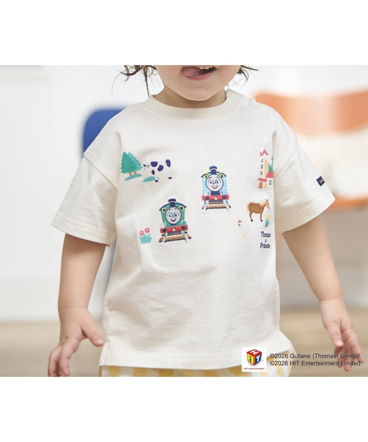 【ナルミヤ オンライン/NARUMIYA ONELINE / KIDS】の【きかんしゃトーマス】刺しゅう半袖Tシャツ インテリア・キッズ・メンズ・レディースファッション・服の通販 founy(ファニー) 　ファッション　Fashion　キッズファッション　Fashion for Kids　おすすめ　Recommended / Our Picks　プリント　Print, Printed Pattern　ポケット　Pocket, Pocket Detail　モチーフ　Motif, Design Theme　半袖　Short Sleeve, Half Sleeve　生成|ID: prp329100004872081 ipo3291000000036329406