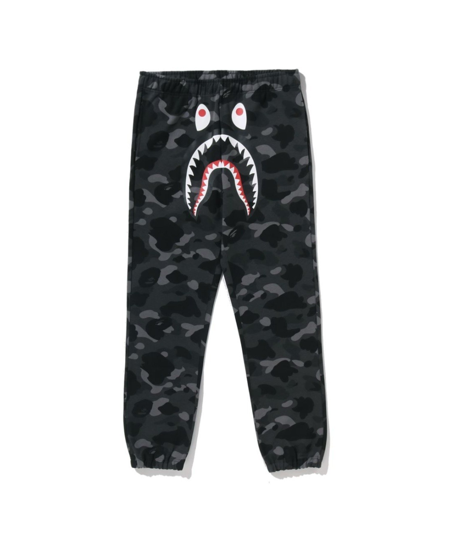 【アベイシングエイプ/A BATHING APE / MEN】のCOLOR CAMO SHARK SWEAT PANTS インテリア・キッズ・メンズ・レディースファッション・服の通販 founy(ファニー) 　ファッション　Fashion　メンズファッション　Fashion for Men　ボトムス　Bottoms　フィット　Fit, Slim Fit　フロント　Front, Front Design　プリント　Print, Printed Pattern　モチーフ　Motif, Design Theme　BLACK|ID: prp329100004872111 ipo3291000000036330702