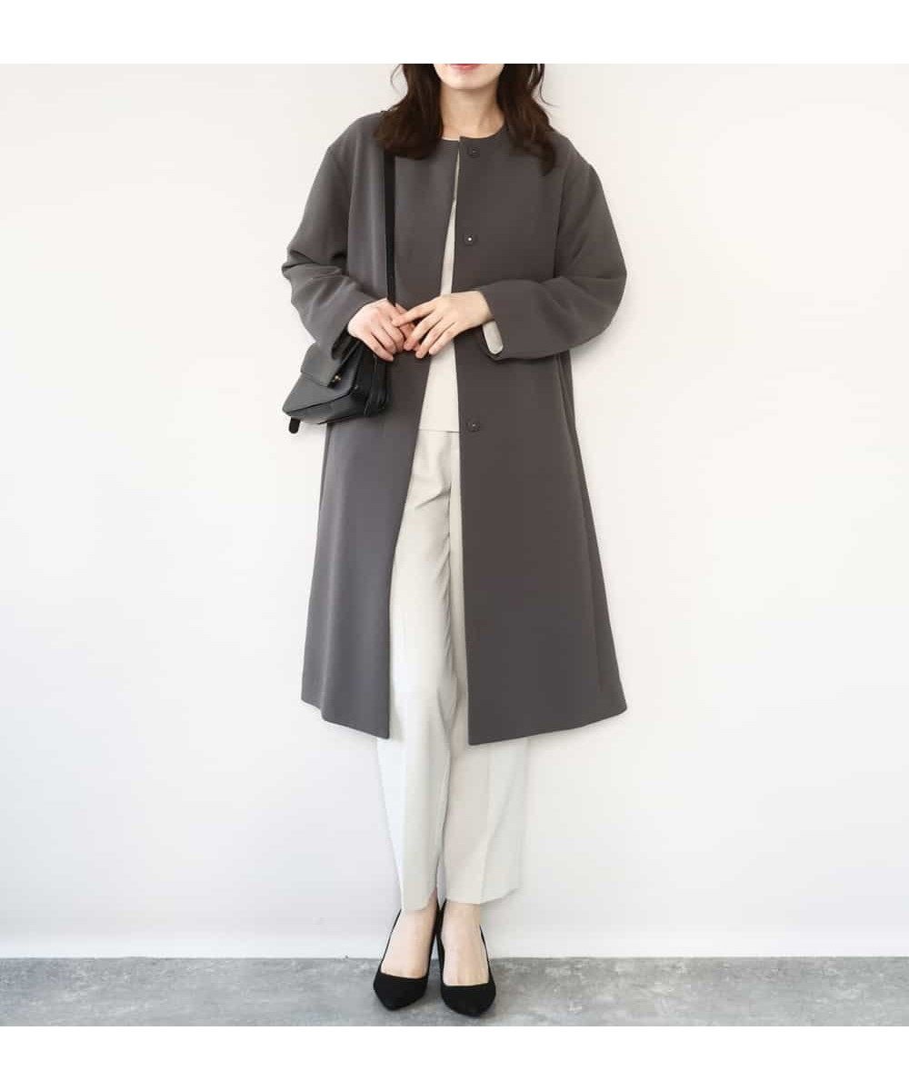 【オフオン/ofuon】のベーシックノーカラーコート/洗える/WEB限定 インテリア・キッズ・メンズ・レディースファッション・服の通販 founy(ファニー) 　ファッション　Fashion　レディースファッション　Fashion for Women　アウター　Coat / Outerwear Collection　コート・ロングコート・ピーコート　Long Coats, Peacoats & More　おすすめ　Recommended / Our Picks　シンプル　Simple, Minimal　ダブル　Double, Double-Breasted　パターン　Pattern, Design Print　フォーマル　Formal, Dressy　ベーシック　Basic, Essential　エレガント 上品　Elegant　ビジネス 仕事 通勤　Business / Work / Commuting　冬　Winter / This Winter　夏　Summer　定番　Standard, Basic Item　春　Spring　洗える　Machine Washable　秋　Autumn　チャコール|ID: prp329100004872166 ipo3291000000036331801